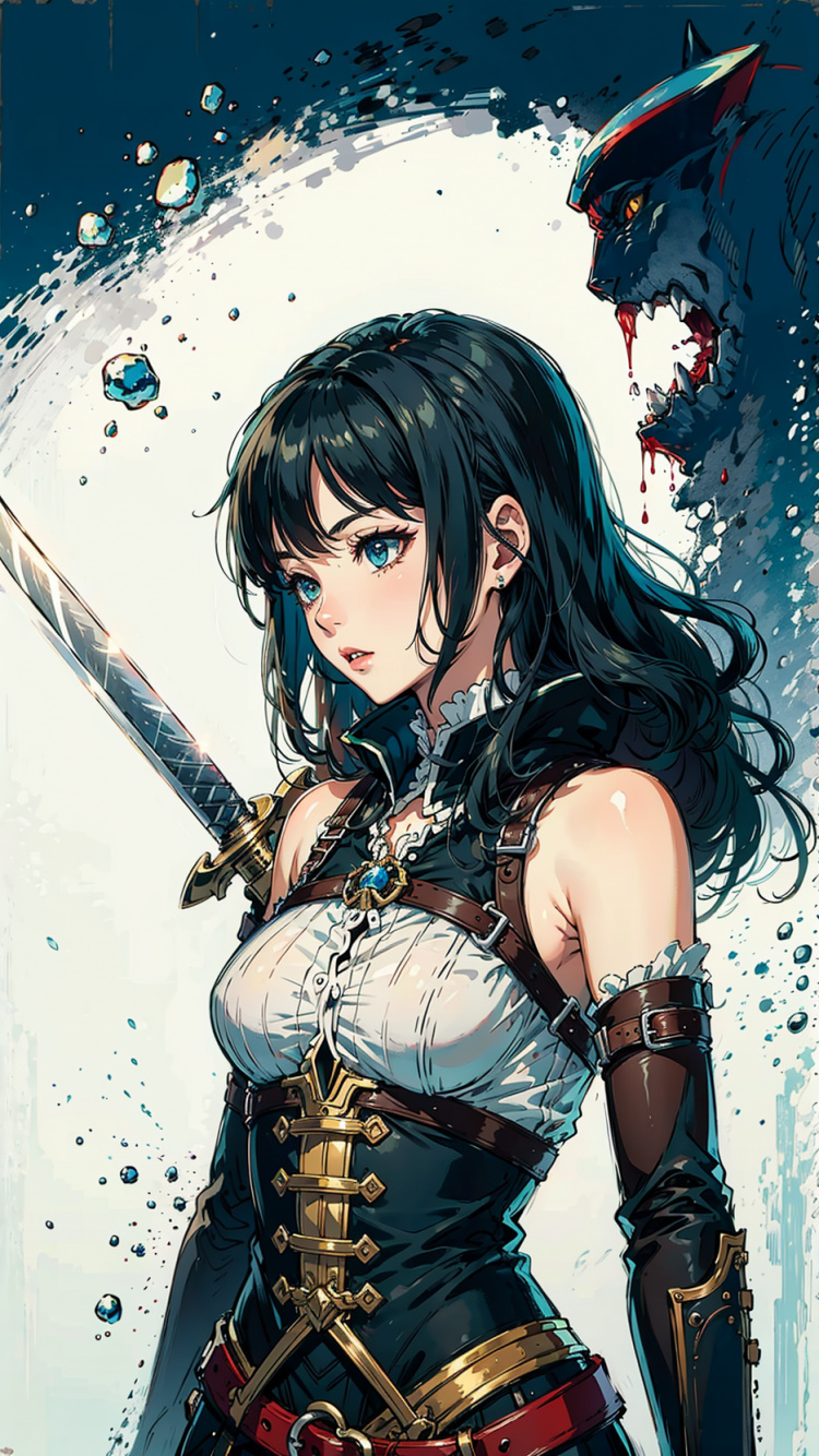 Обои женщина воин, мультик, иллюстрация, воин, волосы в разрешении 750x1334