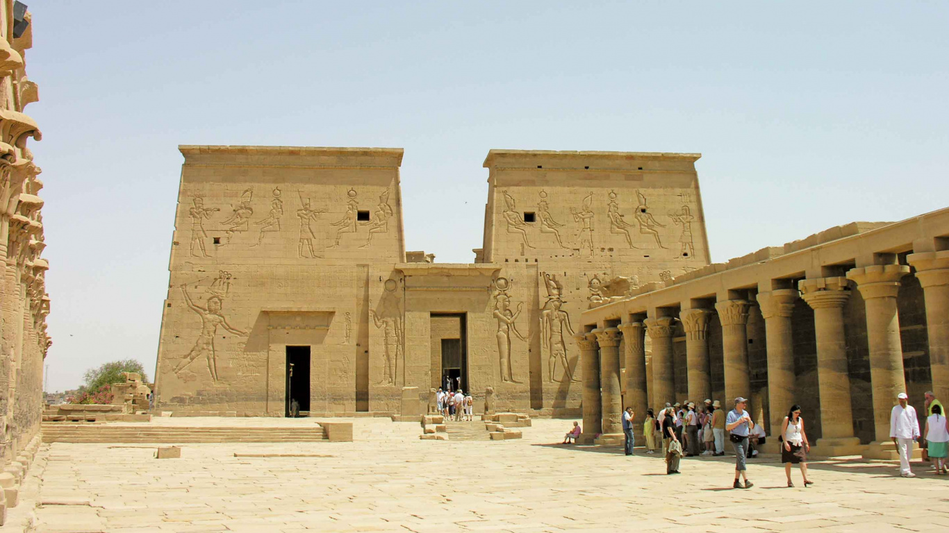 Обои погребальный храм, египетский храм, археологический памятник, древняя история, история в разрешении 1366x768