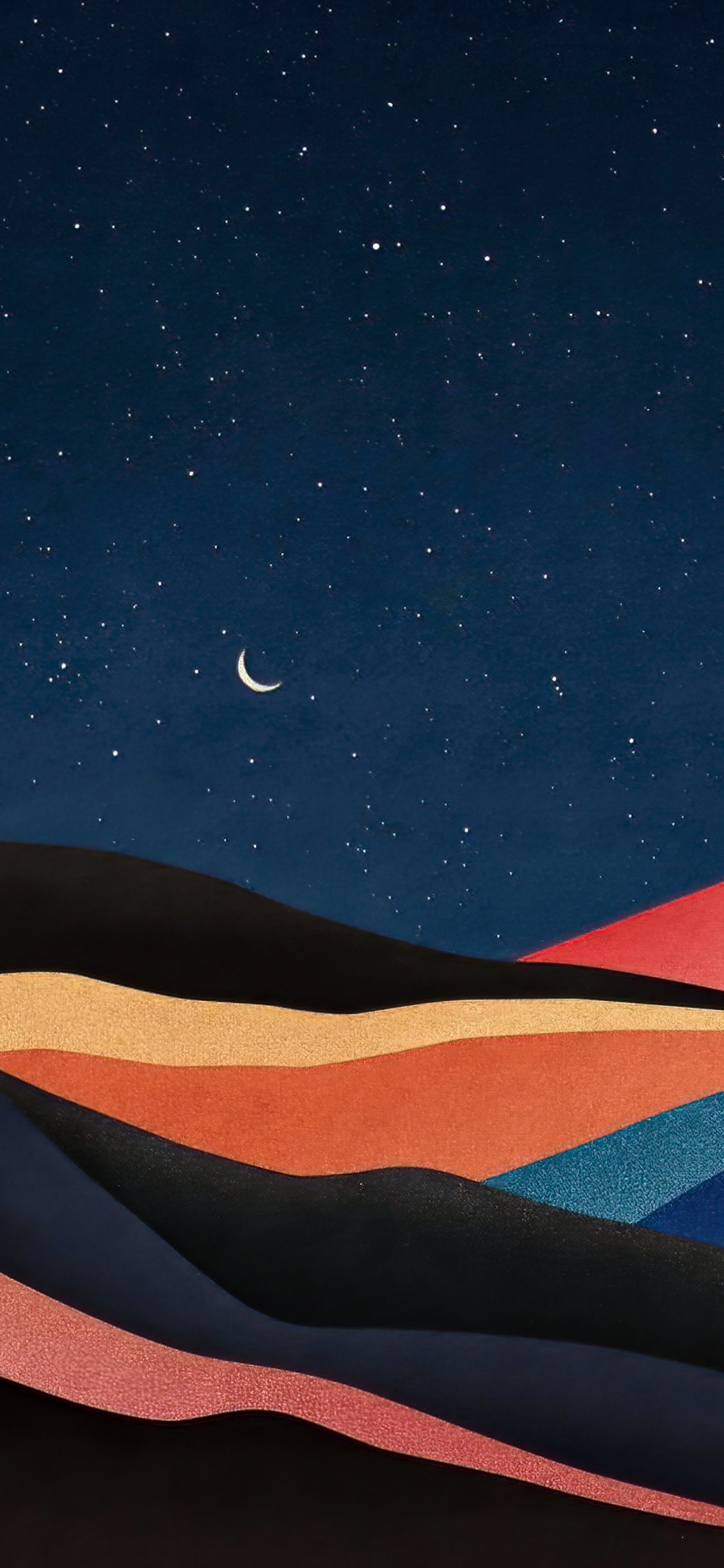 Обои геометрия, атмосфера, полумесяц, мир, луна в разрешении 1125x2436