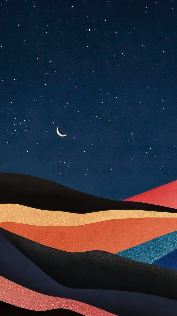 Обои геометрия, атмосфера, полумесяц, мир, луна в разрешении 720x1280