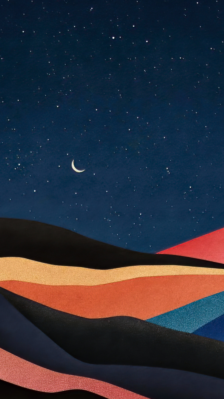 Обои геометрия, атмосфера, полумесяц, мир, луна в разрешении 750x1334