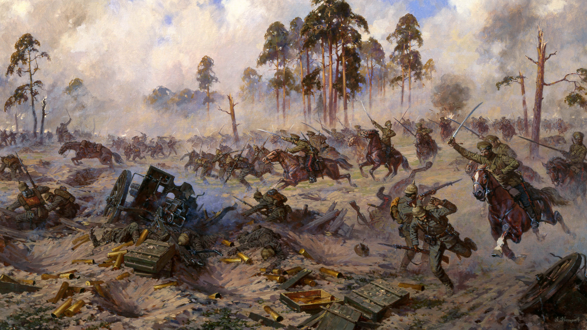 Обои живопись, битва, арт, артист, мировая война в разрешении 1920x1080