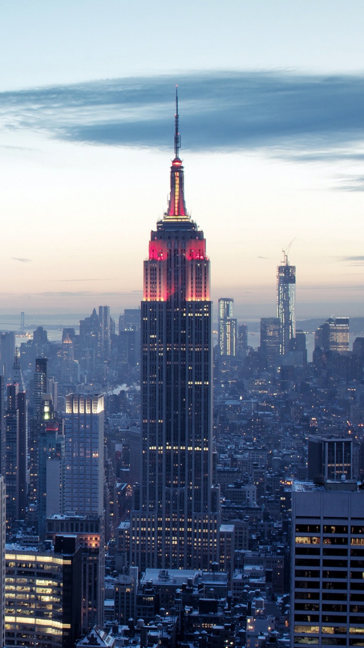 Обои Нью-Йорк, Эмпайр Стейт Билдинг, город, городской пейзаж, городской район в разрешении 720x1280