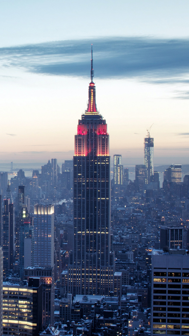 Обои Нью-Йорк, Эмпайр Стейт Билдинг, город, городской пейзаж, городской район в разрешении 750x1334