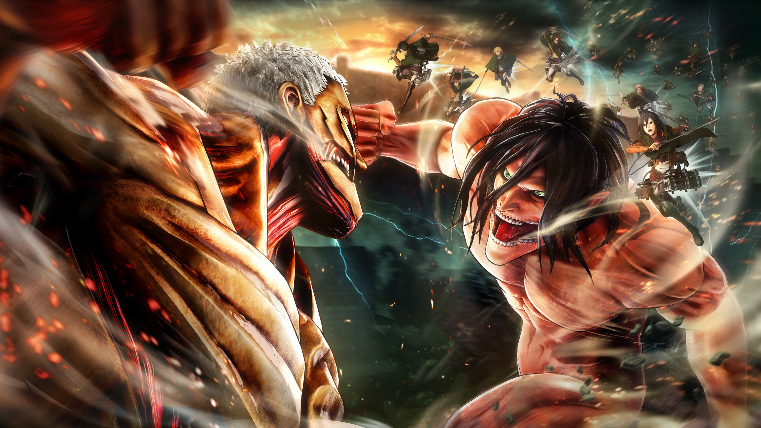 Обои Attack on Titan 2, нападение на титан, koei и tecmo игры, мифология, аниме в разрешении 2560x1440