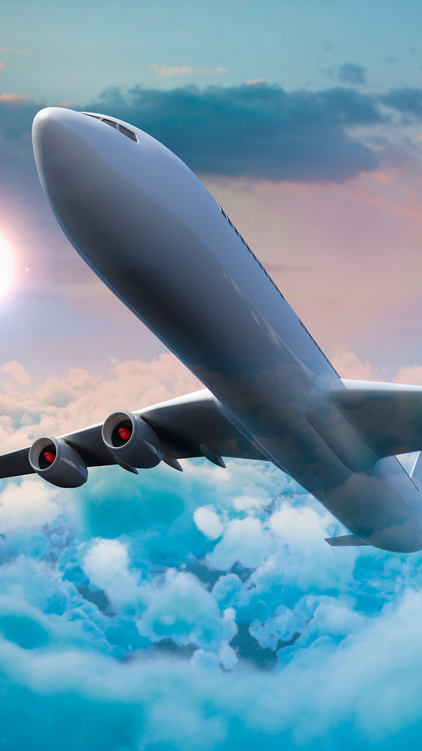 Обои самолет, самолеты, полет, авиация, авиалайнер в разрешении 1440x2560