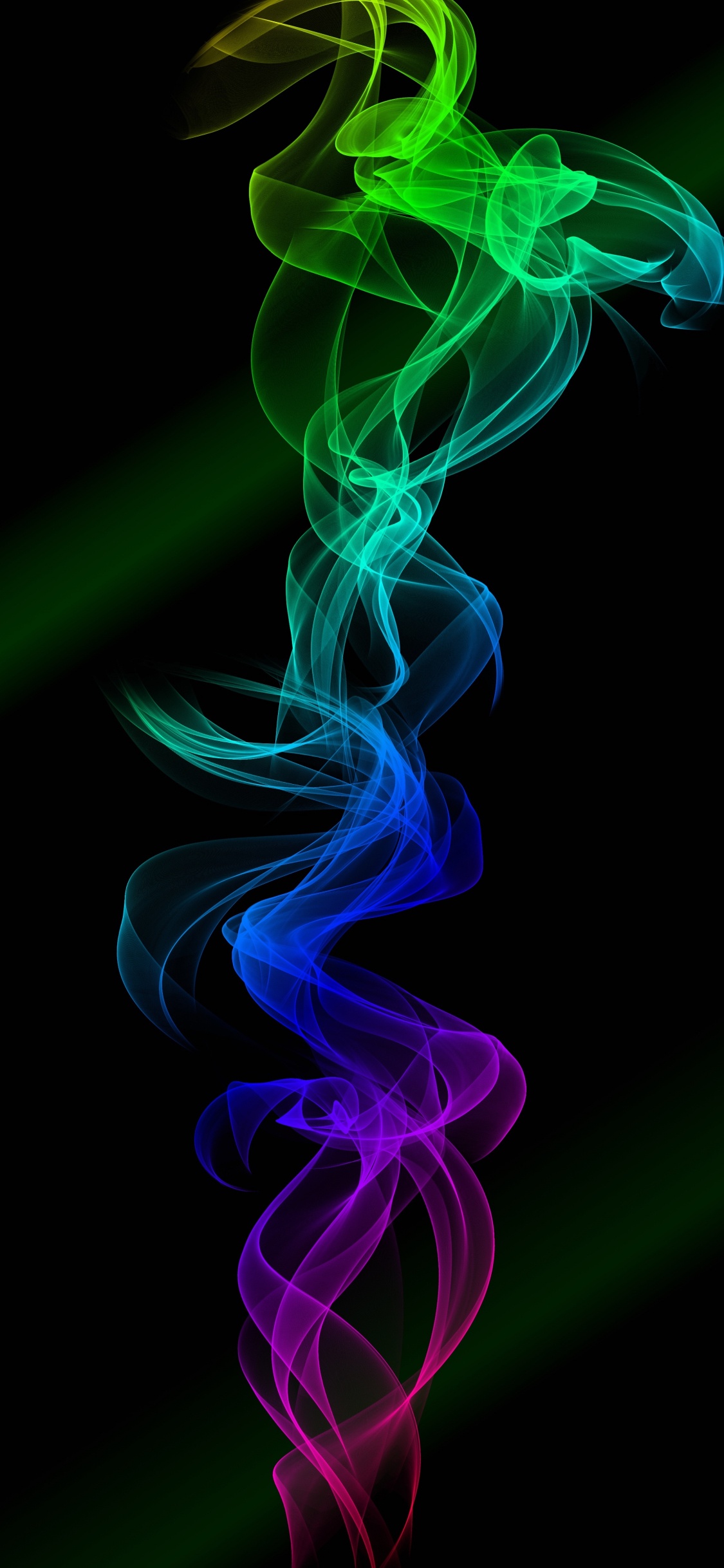 Обои дым, зеленый, графический дизайн, красочность, графика в разрешении 1125x2436