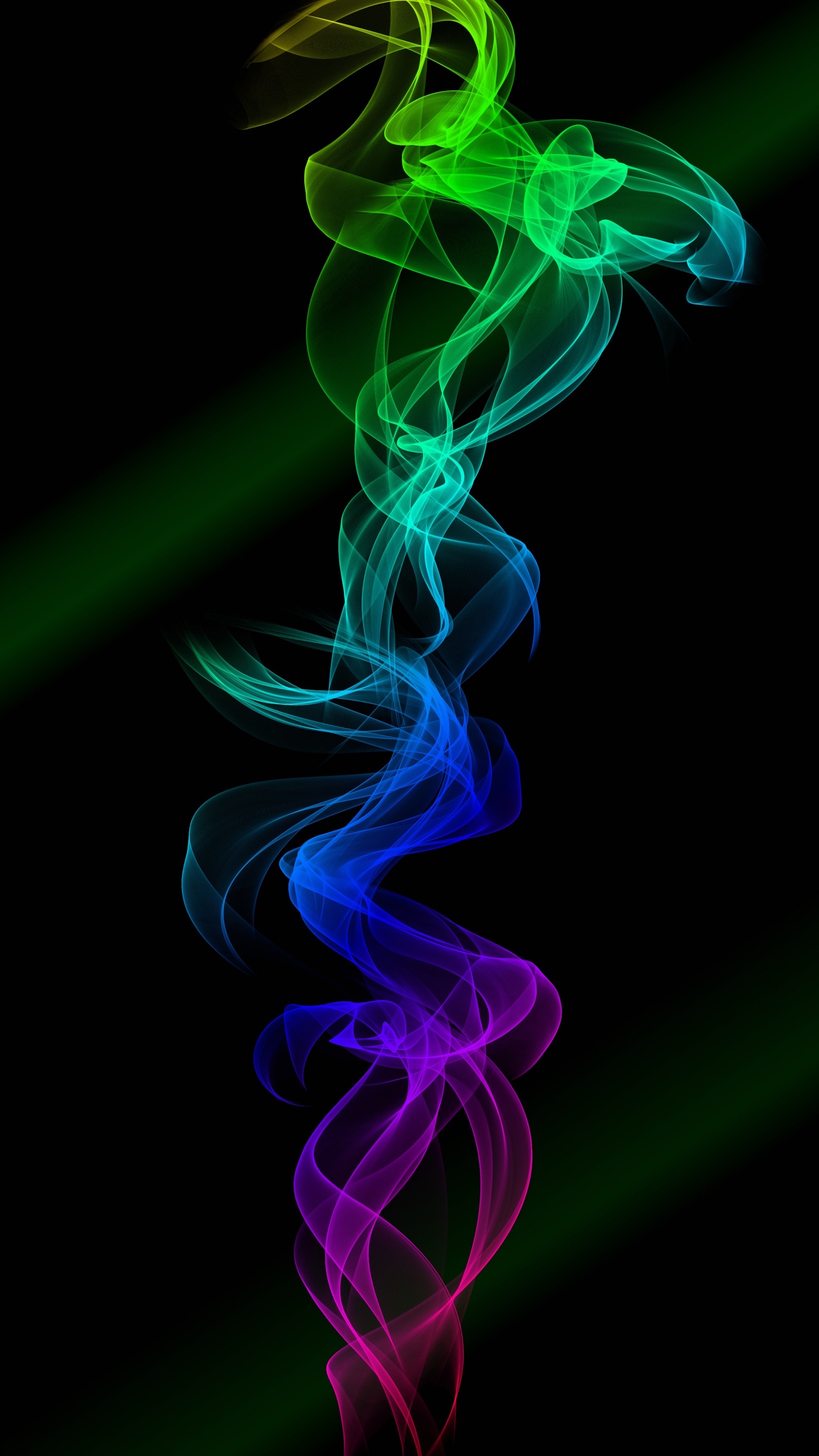 Обои дым, зеленый, графический дизайн, красочность, графика в разрешении 1440x2560