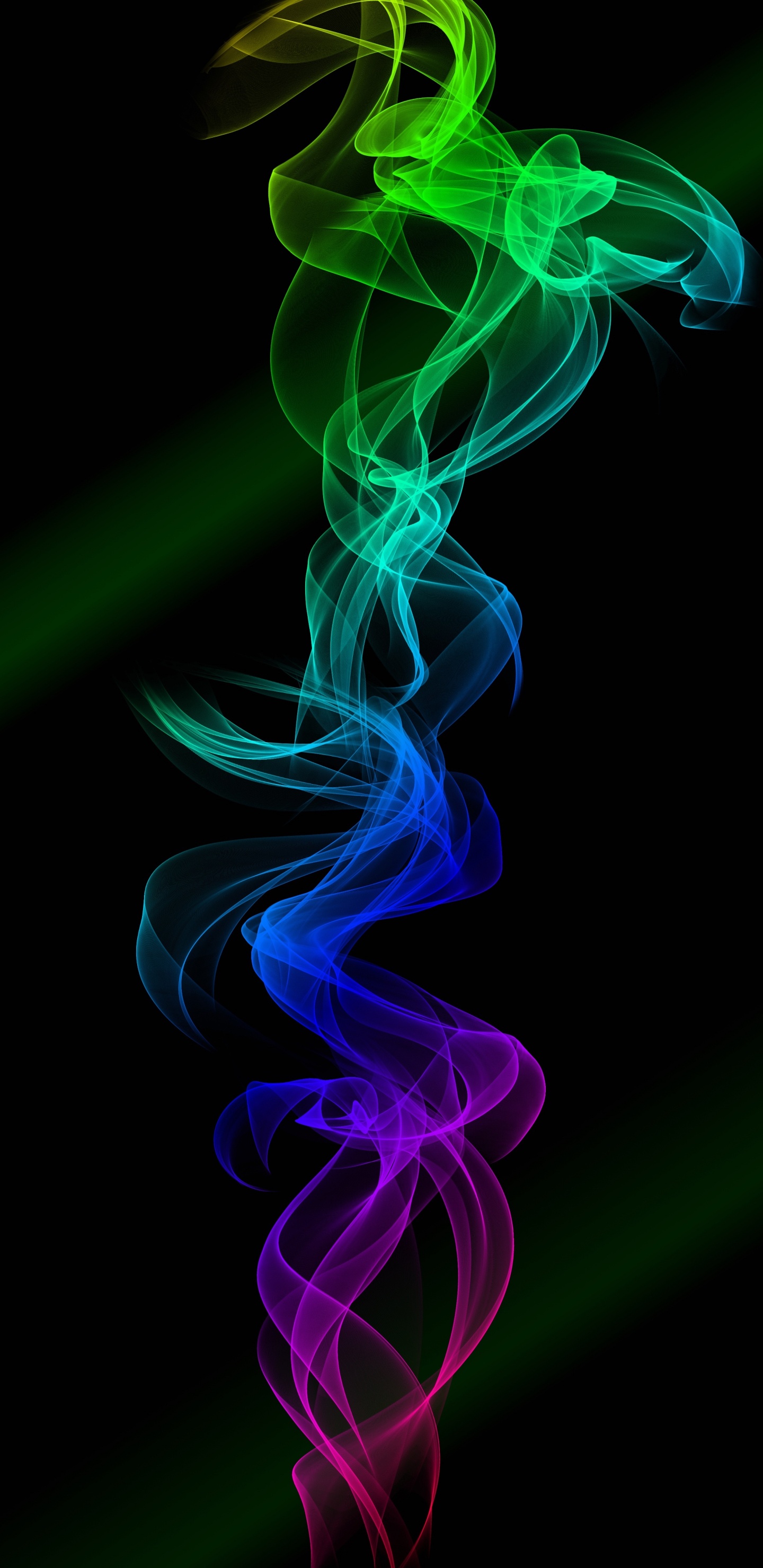 Обои дым, зеленый, графический дизайн, красочность, графика в разрешении 1440x2960