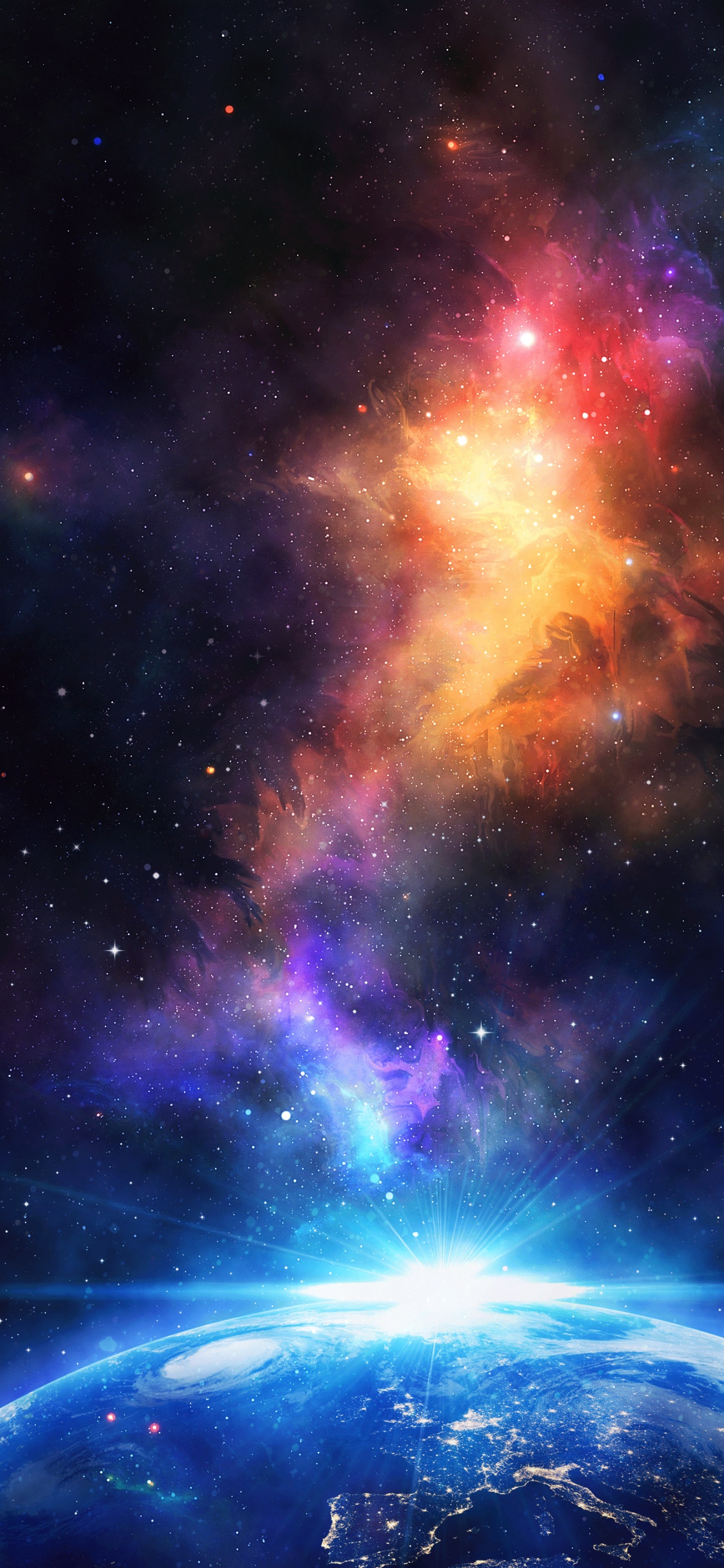 Обои земля, космос, атмосфера, мир, туманность в разрешении 1242x2688