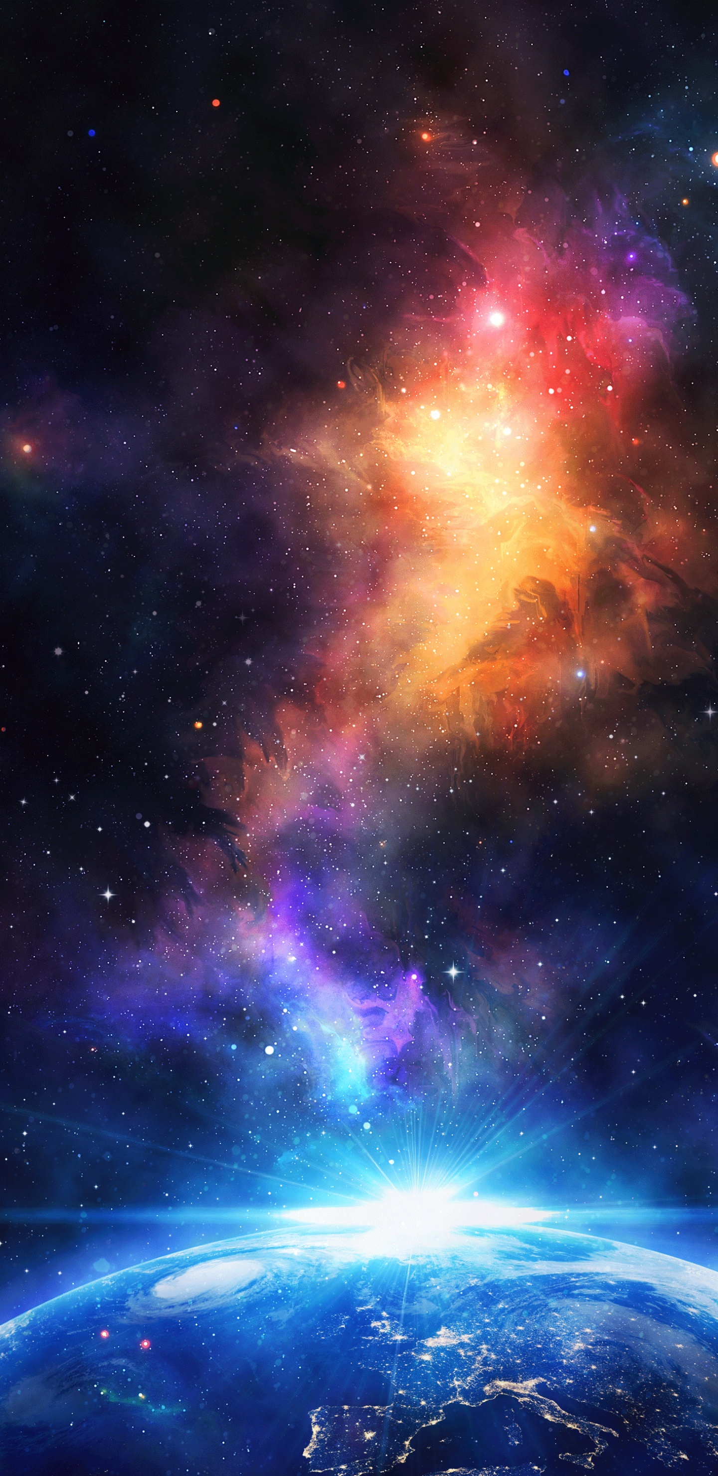 Обои земля, космос, атмосфера, мир, туманность в разрешении 1440x2960