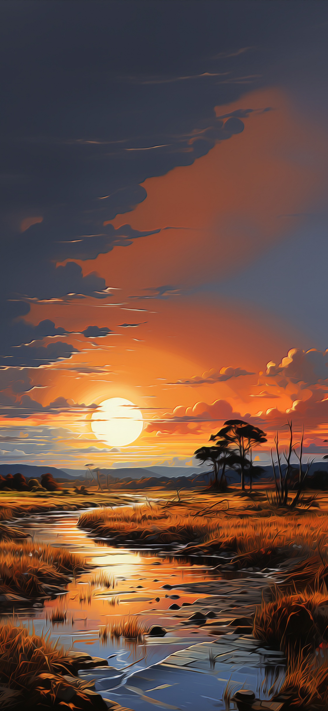 Обои послесвечение, облако, вода, экорегион, природный ландшафт в разрешении 1125x2436