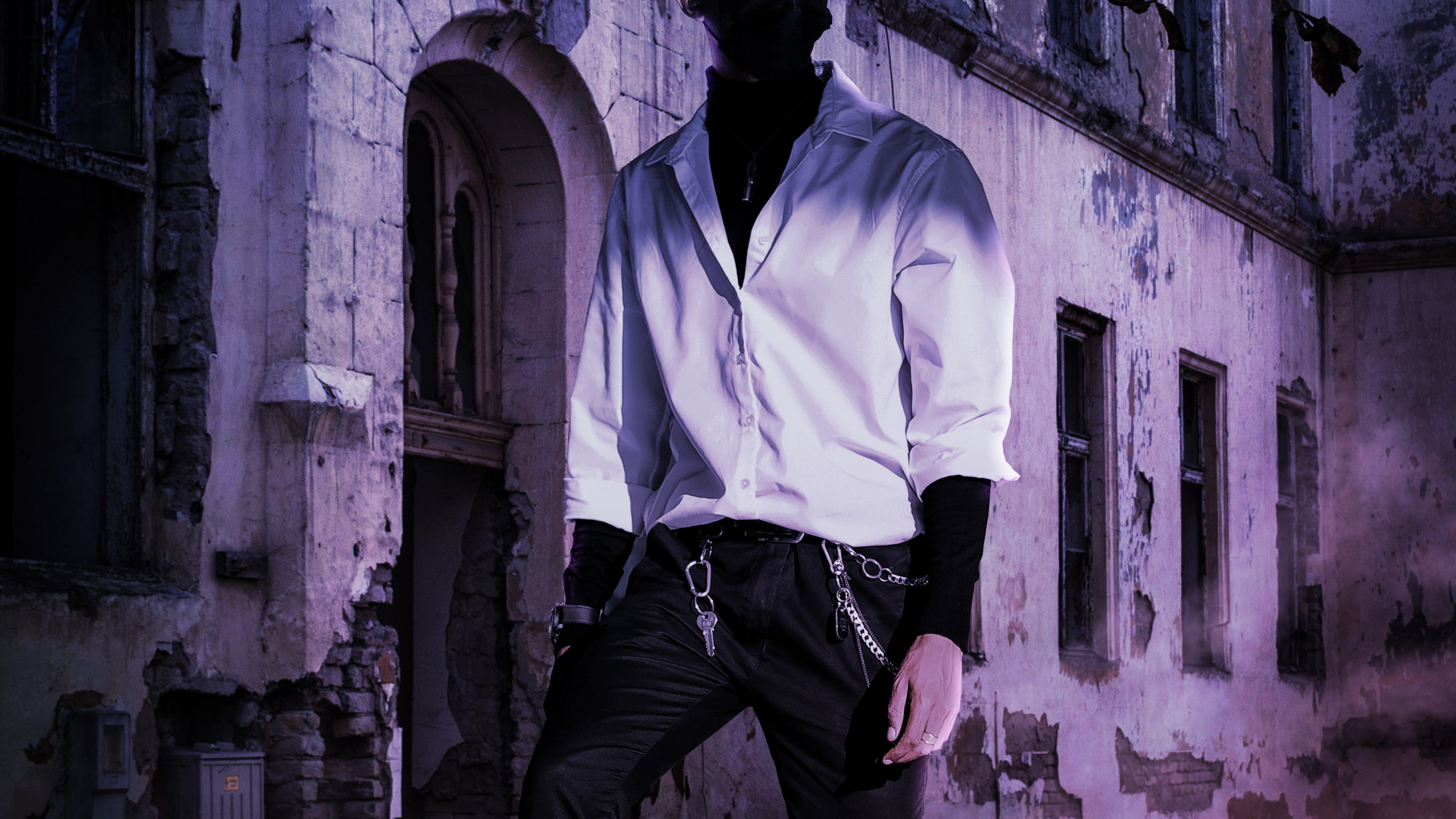 Обои хакер, атмосфера, окно, стиль, черный и белый в разрешении 2560x1440