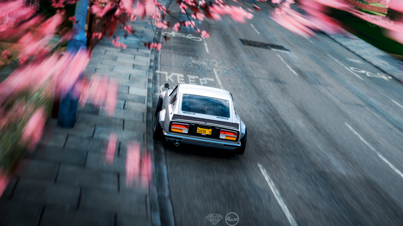 Обои горизонт форза, гонки видео игры, авто, дрифтинг, асфальт в разрешении 1366x768