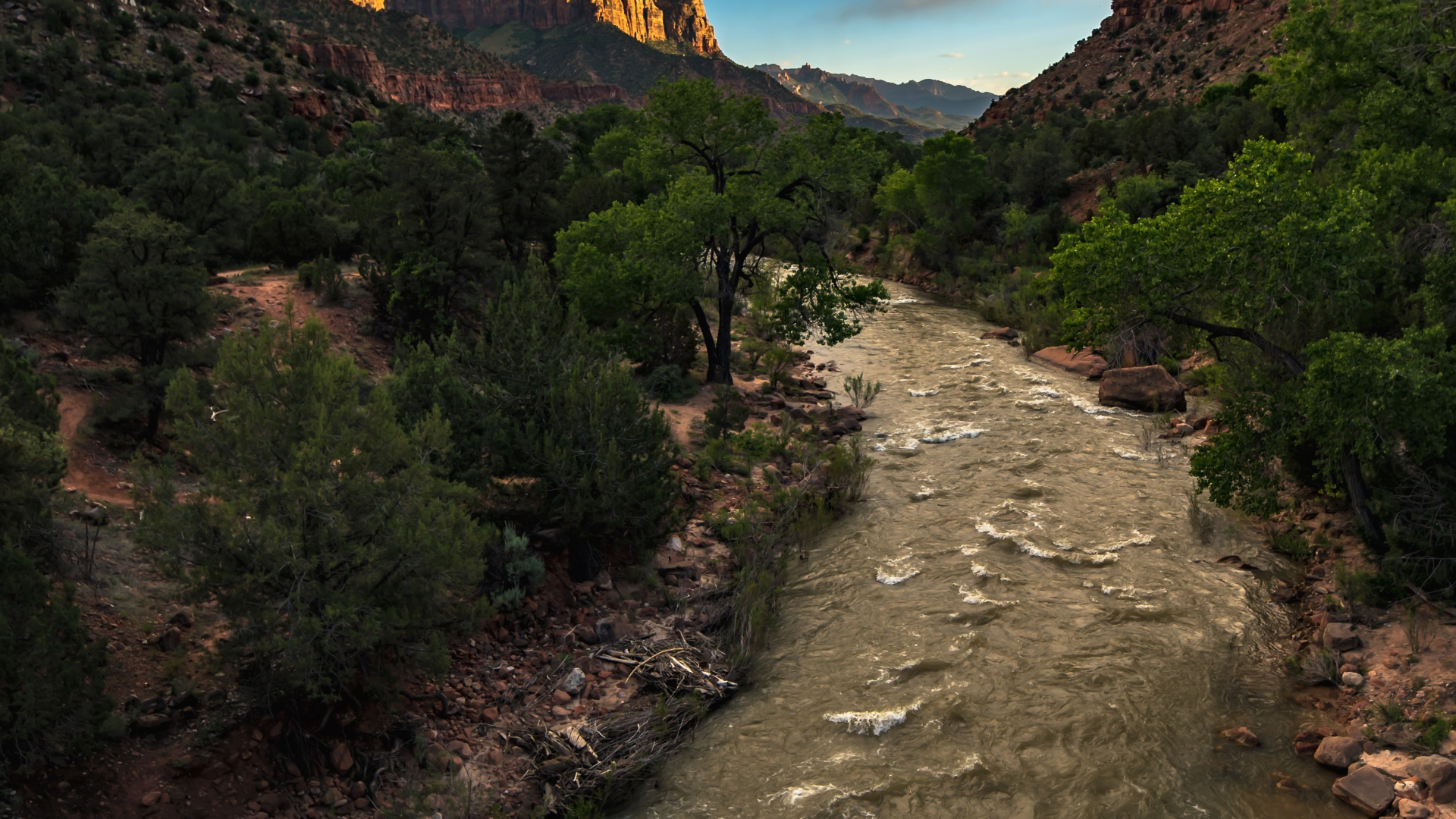 Обои национальный парк зайон, облако, растение, гора, природный ландшафт в разрешении 1920x1080