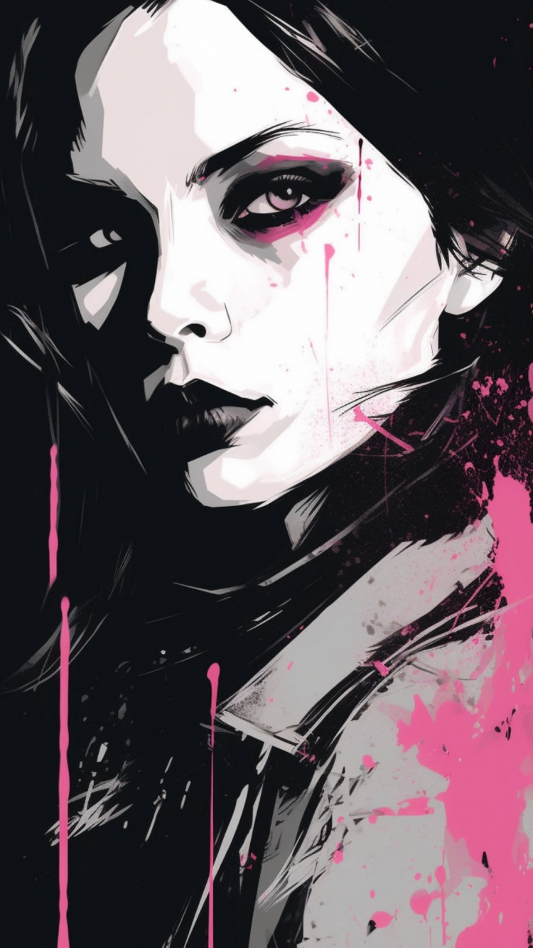 Обои иллюстрация, арт, портрет, живопись, постер в разрешении 750x1334