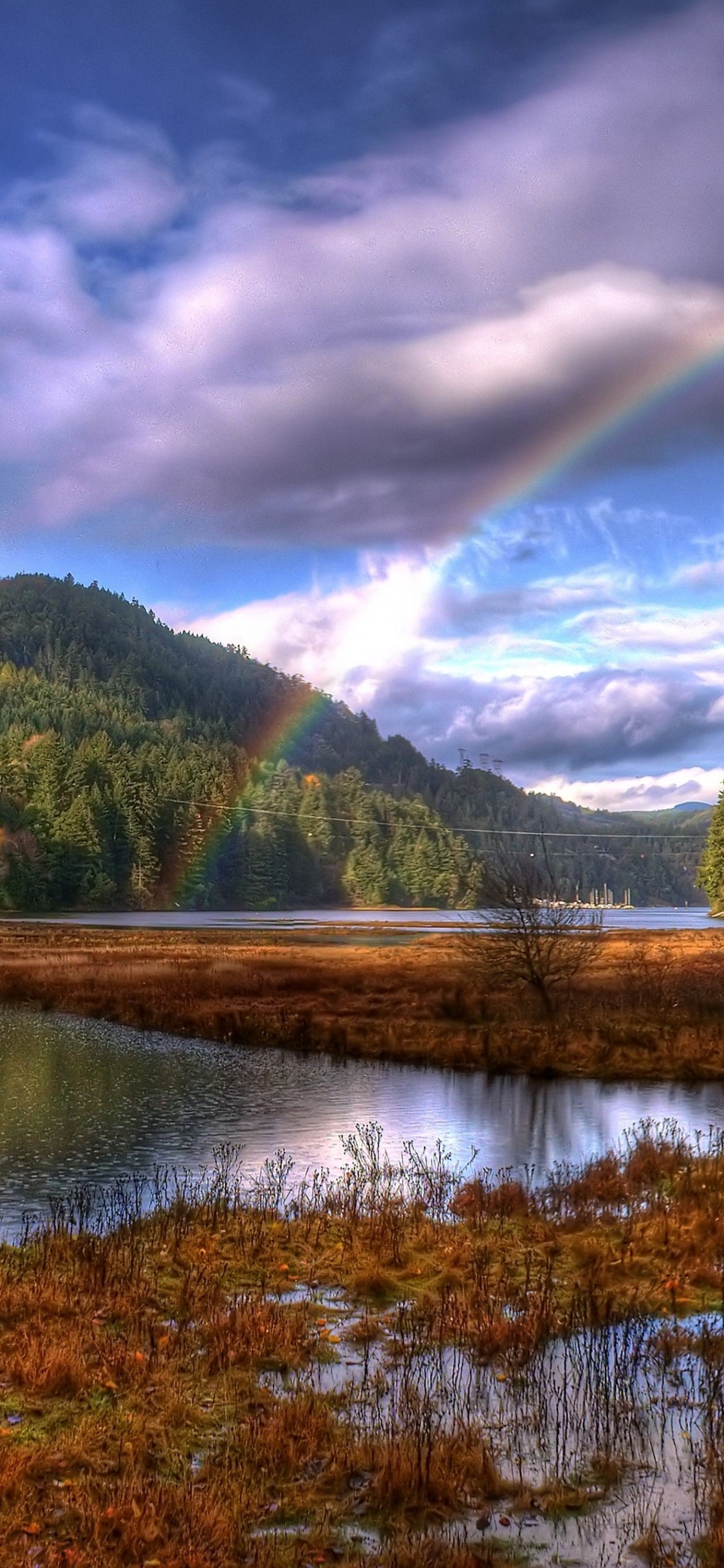 Обои природа, природный ландшафт, отражение, нагорье, дикая местность в разрешении 1125x2436