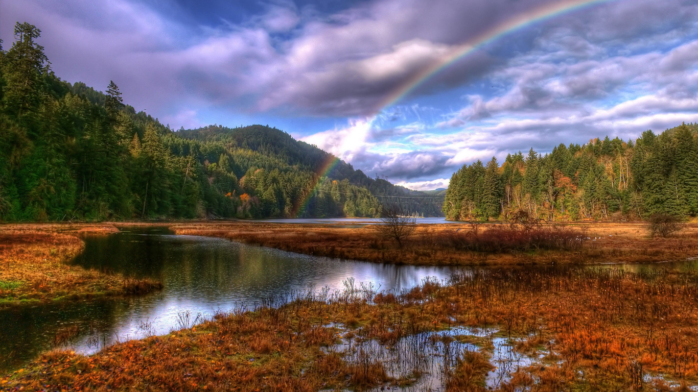 Обои природа, природный ландшафт, отражение, нагорье, дикая местность в разрешении 1366x768