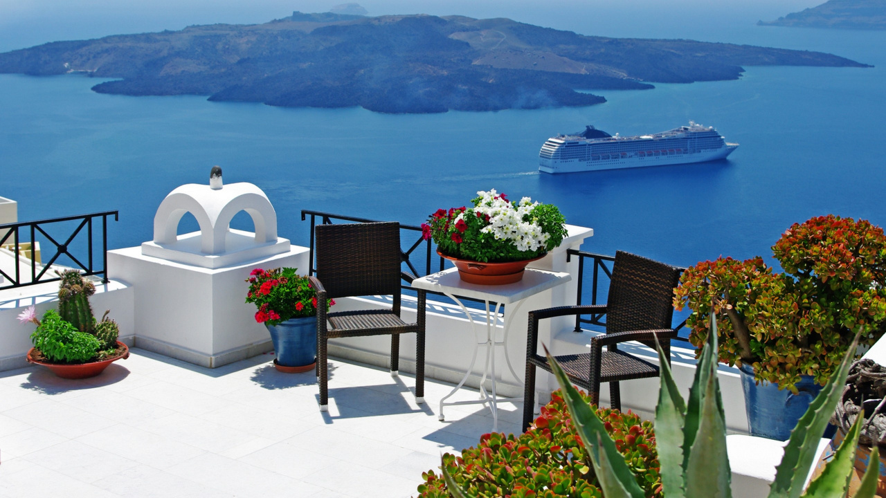 Обои море, отпуск, балкон, недвижимость, курорт в разрешении 1280x720