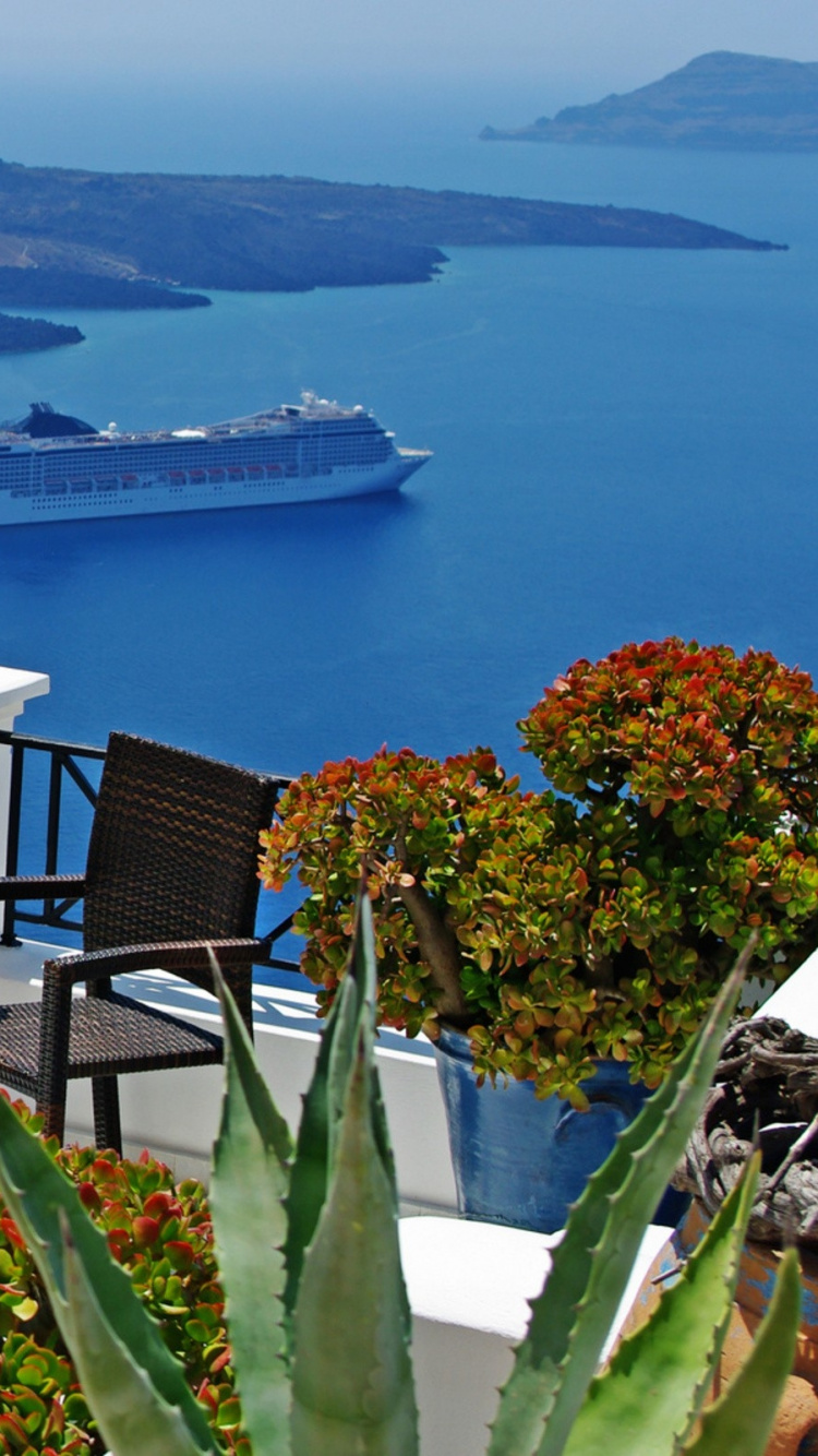 Обои море, отпуск, балкон, недвижимость, курорт в разрешении 750x1334