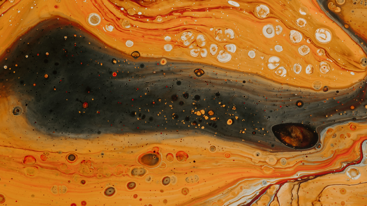 Обои Апельсин, живопись, арт, акварельные краски, вода в разрешении 1280x720