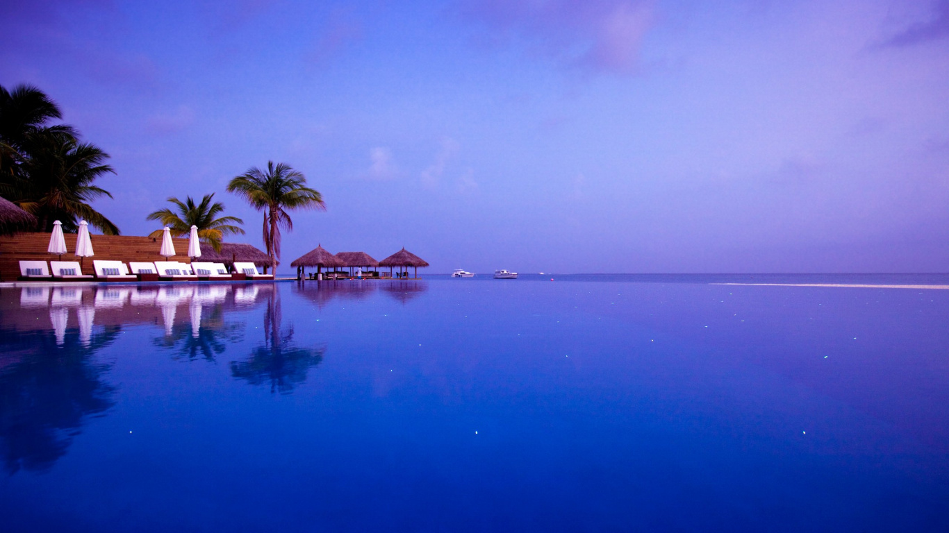 Обои Велассару Мальдивы, пляж, прибежище, море, 5-звездочный в разрешении 1366x768