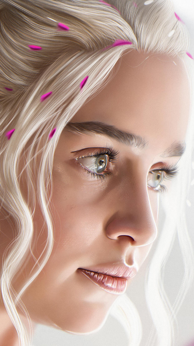 Обои дейенерис таргариен, Игра престолов, Дом Таргариенов, волосы, лицо в разрешении 750x1334