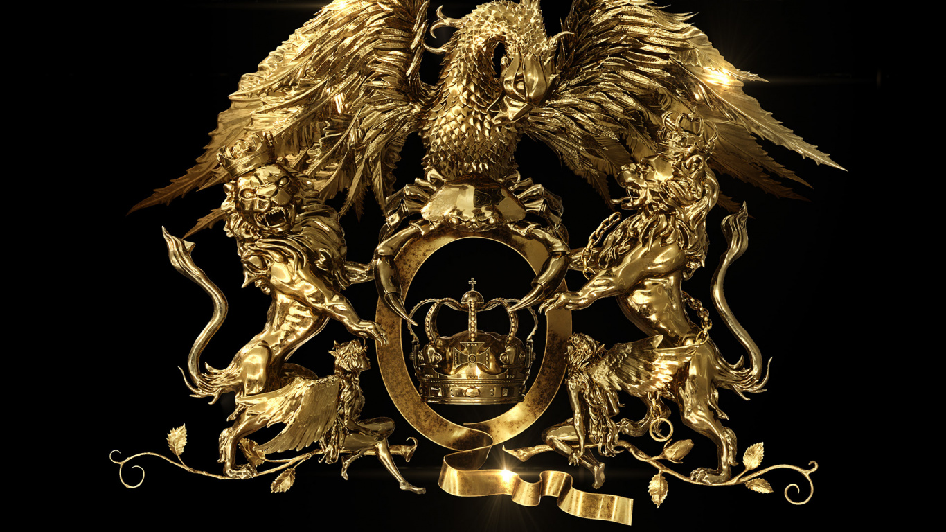 Обои Королева, концерт, металл, мифология, золото в разрешении 1366x768