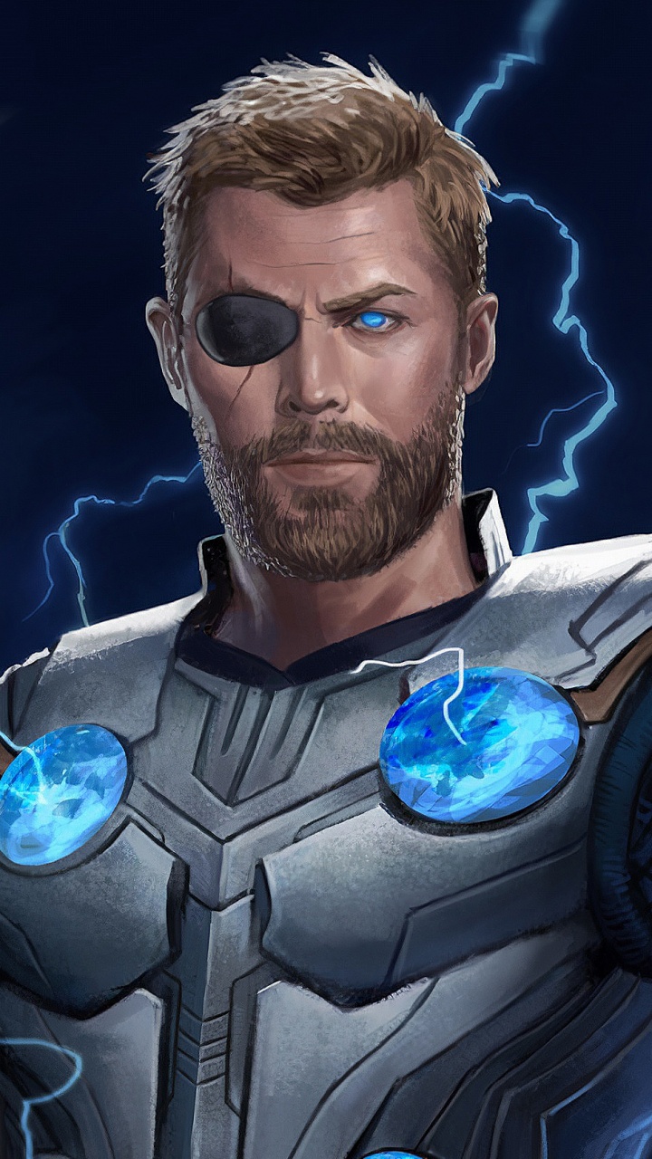 Обои ТОР, комиксы Марвел, супергерой, человек, молния в разрешении 720x1280