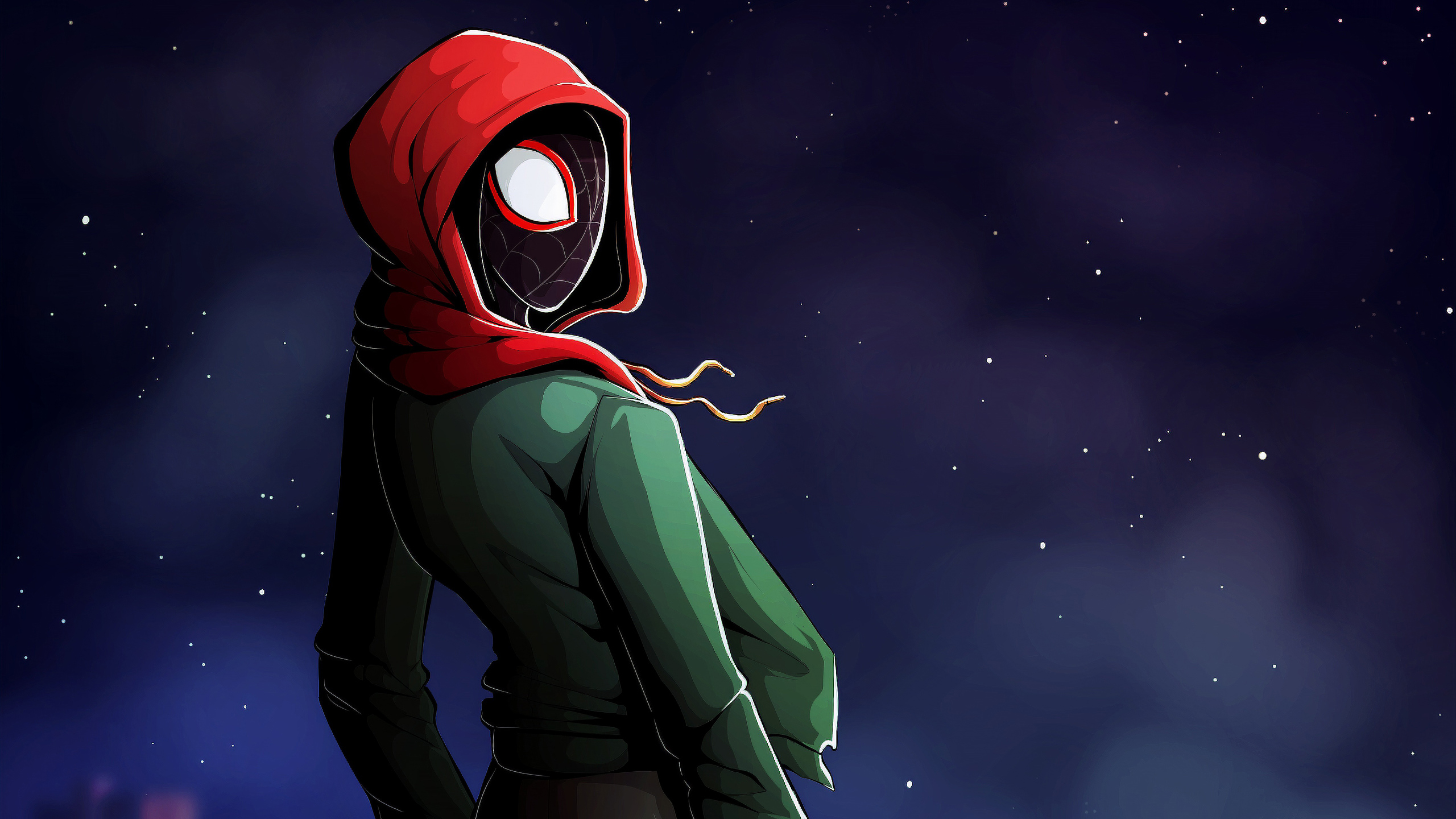 Обои супергерой, артист, космос, капюшон, верхняя одежда в разрешении 2560x1440