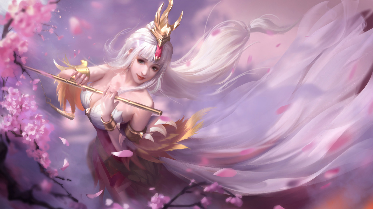 Обои арт, розовый, аниме, мифическое существо, расцвет в разрешении 1280x720