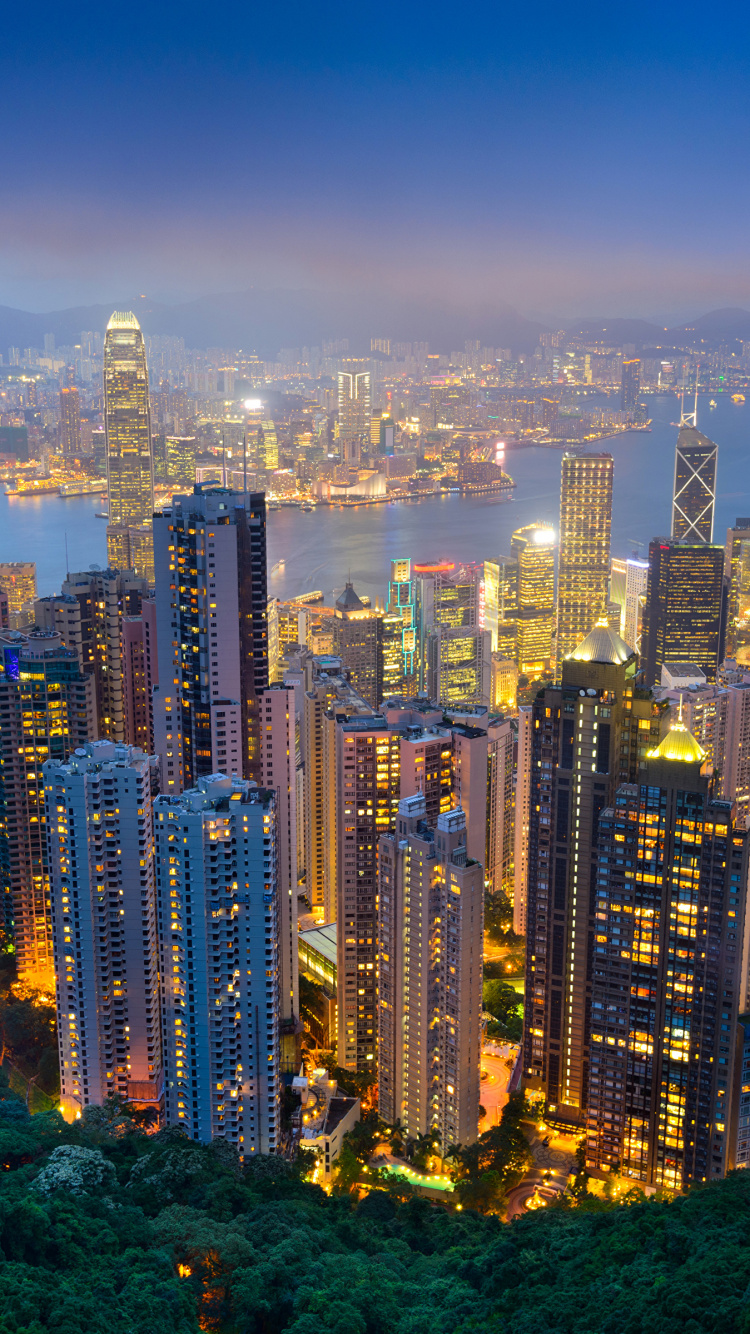 Обои Гонконг, город, городской пейзаж, городской район, метрополия в разрешении 750x1334
