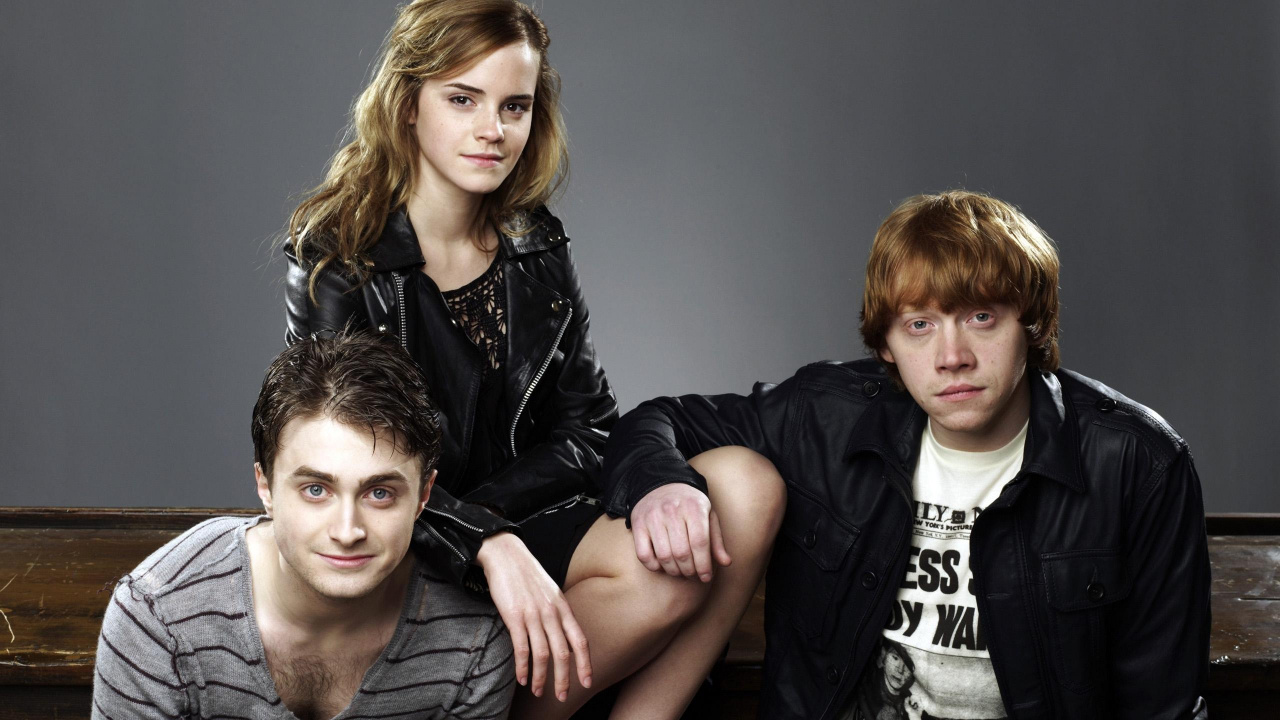 Обои Эмма Уотсон, Дэниел Редклифф, Рон Уизли, Гермиона грейнджер, Гарри Поттер в разрешении 1280x720