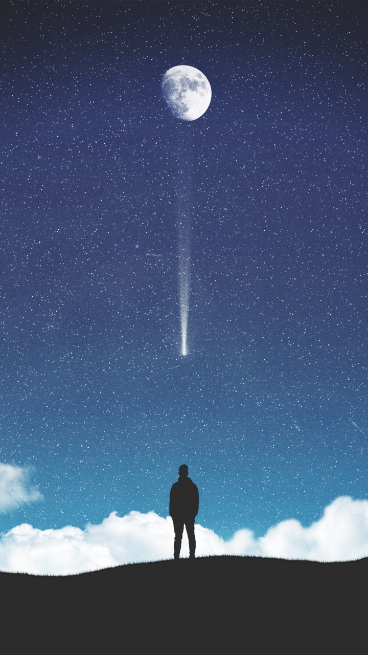 Обои свет, астрономический объект, луна, атмосфера, ночь в разрешении 720x1280