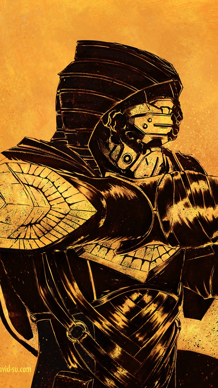 Обои иллюстрация, шутер, орудие, вымышленный персонаж, destiny 2 в разрешении 720x1280