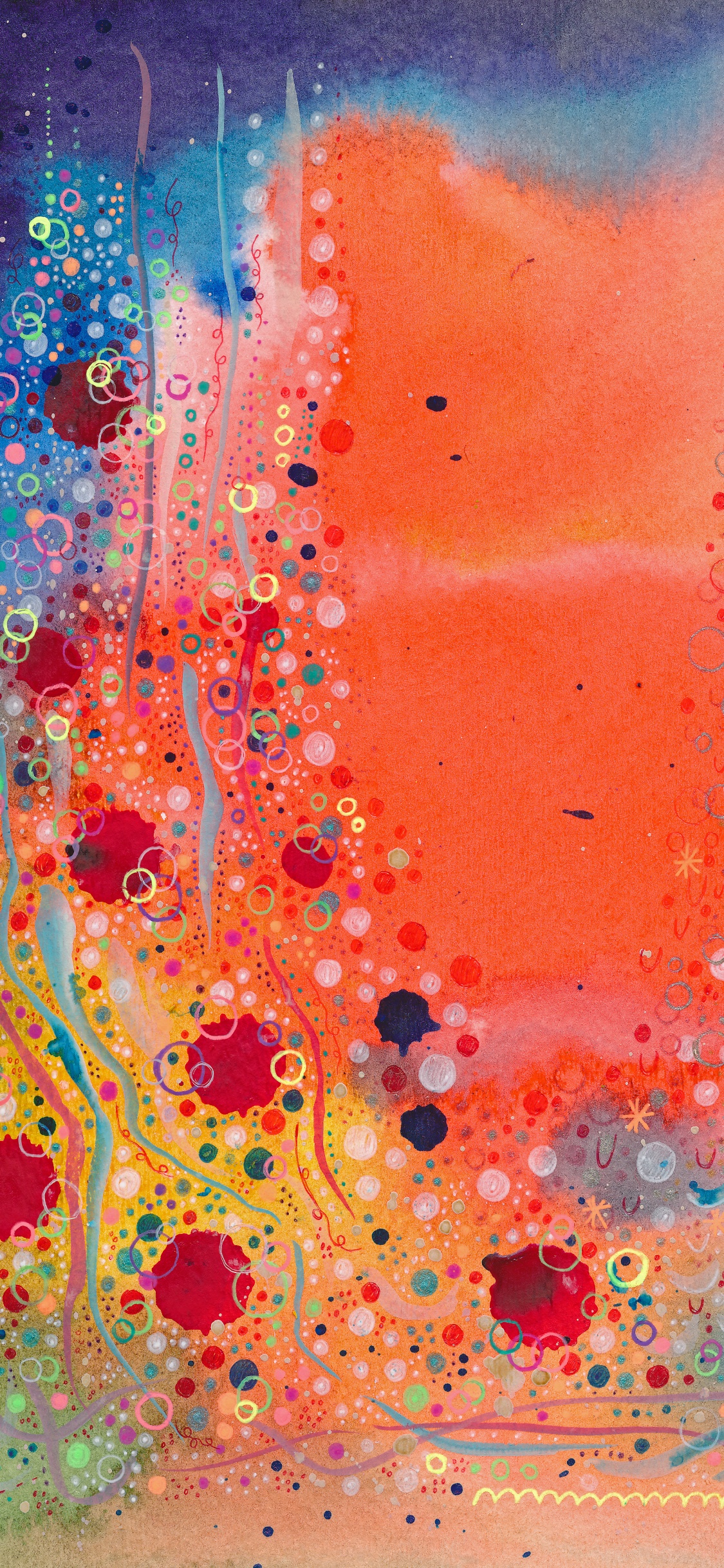 Обои акварельная живопись, живопись, акриловая краска, текстура, арт в разрешении 1125x2436