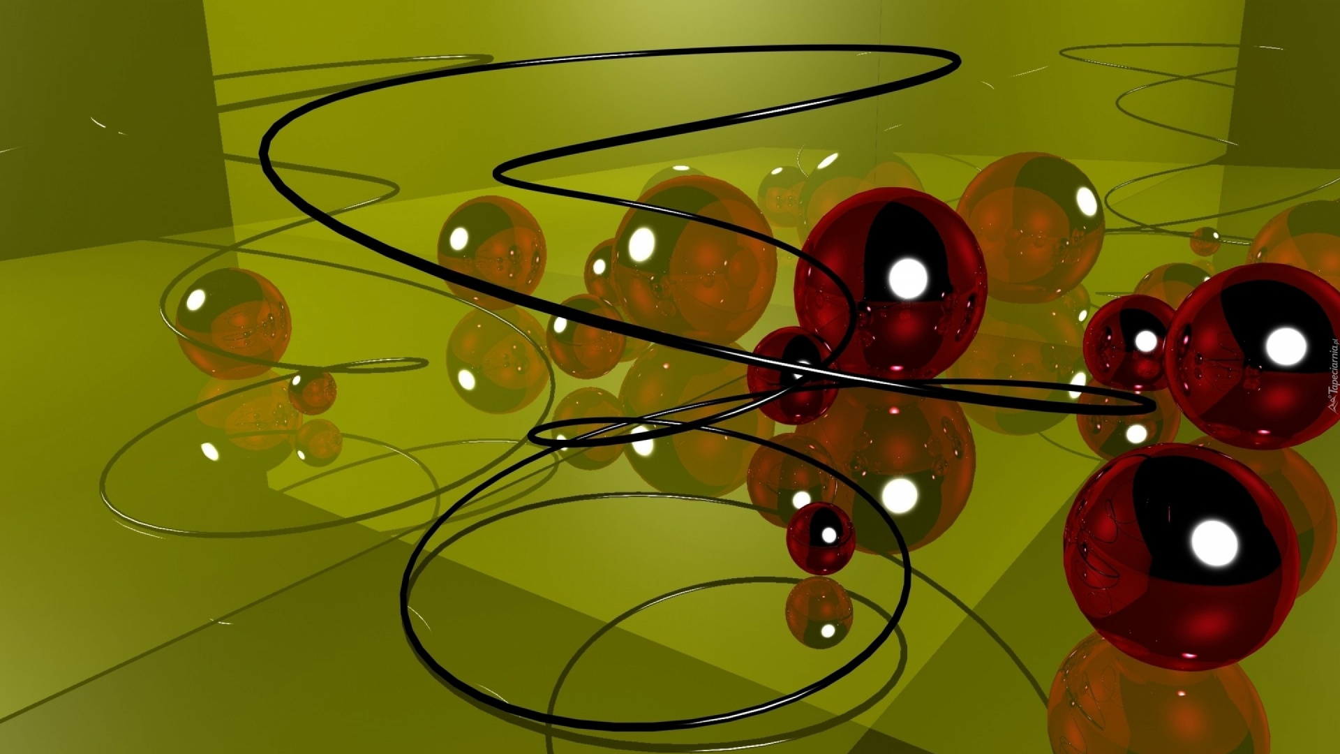 Обои иллюстрация, желтый, круг, арт, линия в разрешении 1920x1080