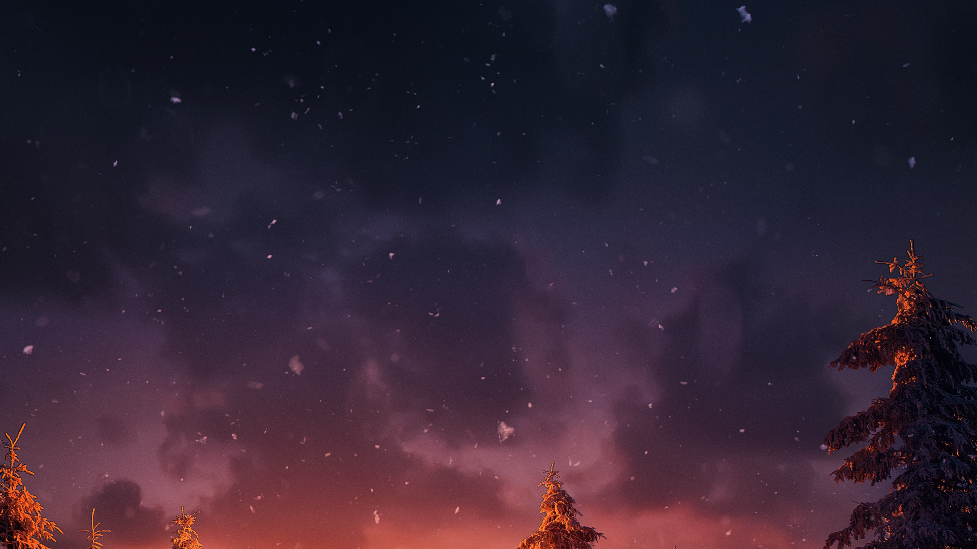 Обои атмосфера, природный ландшафт, облако, послесвечение, дерево в разрешении 1920x1080