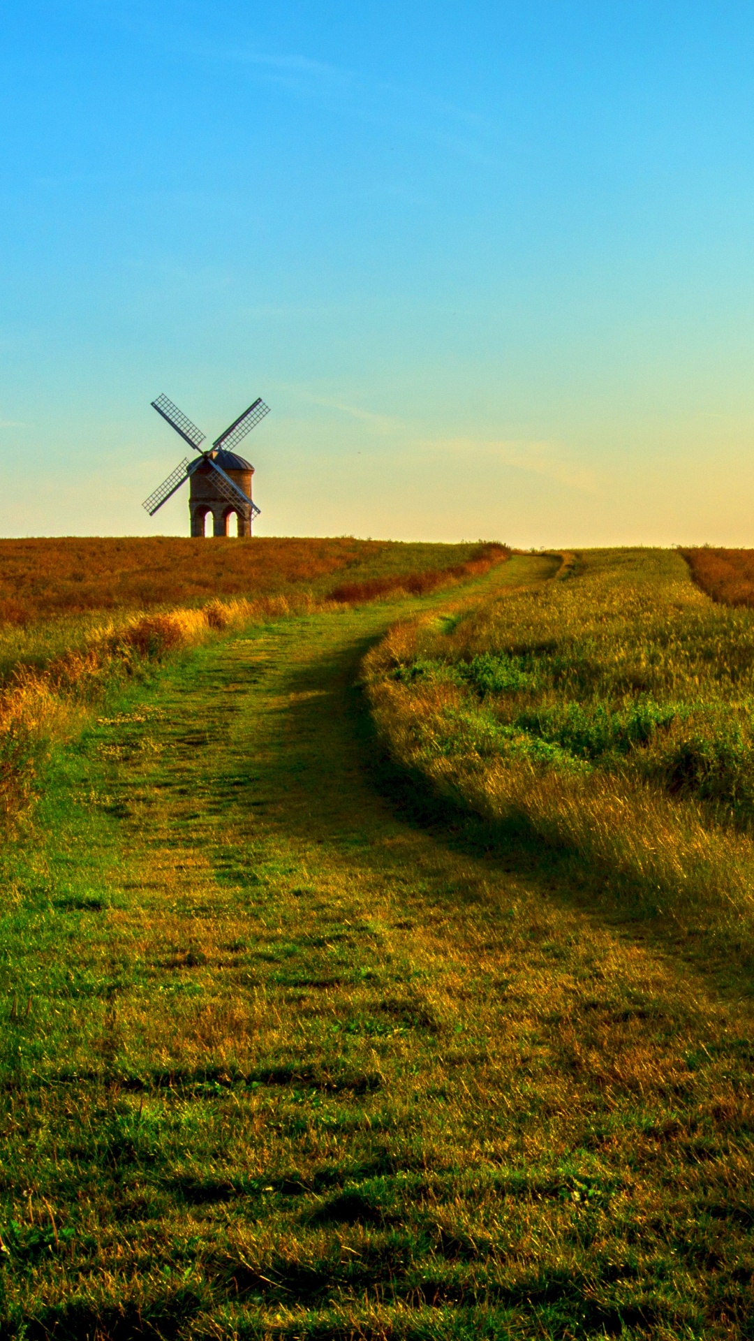 Обои природный ландшафт, сенокосное угодье, природа, ветряная мельница, прерия в разрешении 1080x1920