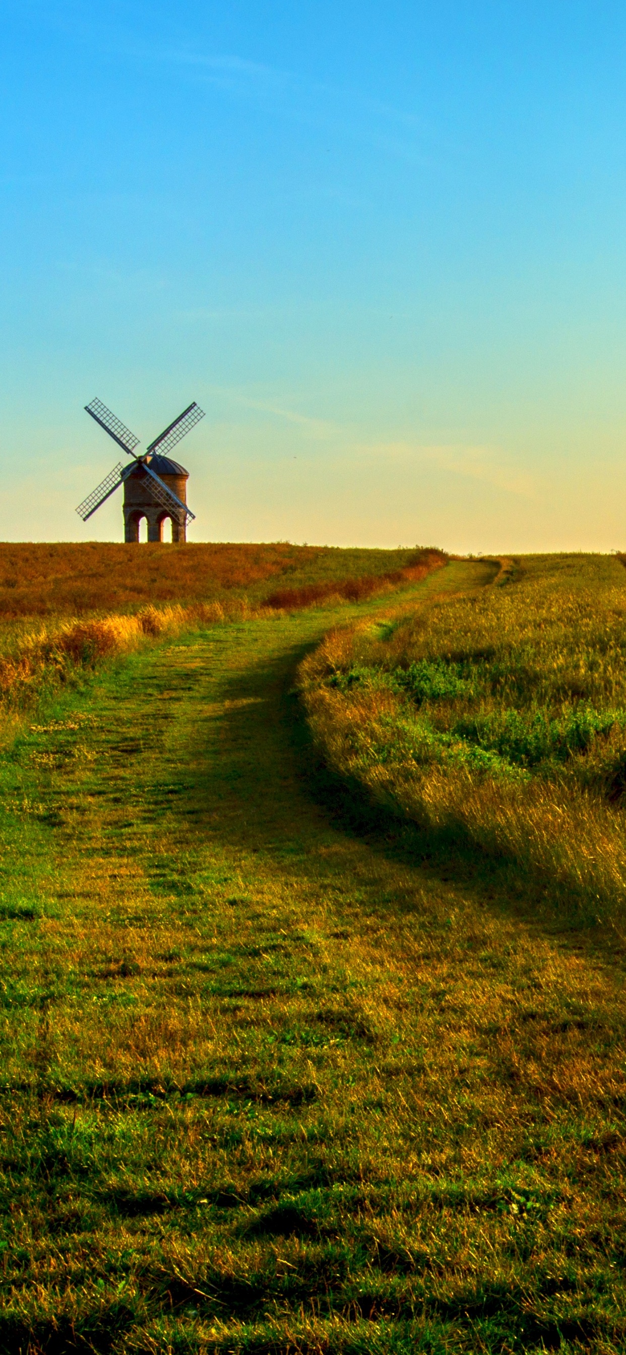 Обои природный ландшафт, сенокосное угодье, природа, ветряная мельница, прерия в разрешении 1242x2688