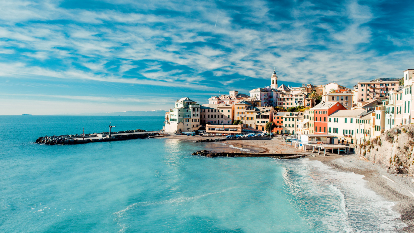 Обои Генуя, пляж, море, побережье, вода в разрешении 1366x768