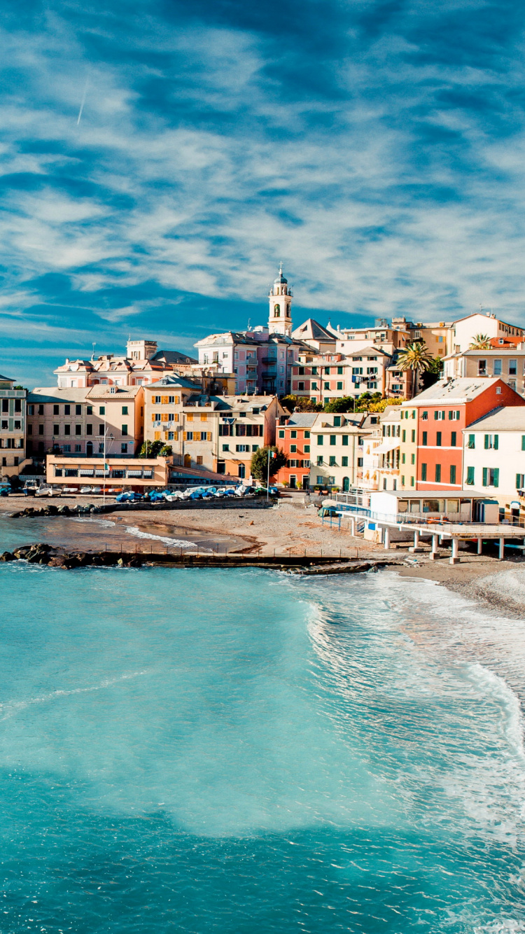 Обои Генуя, пляж, море, побережье, вода в разрешении 750x1334