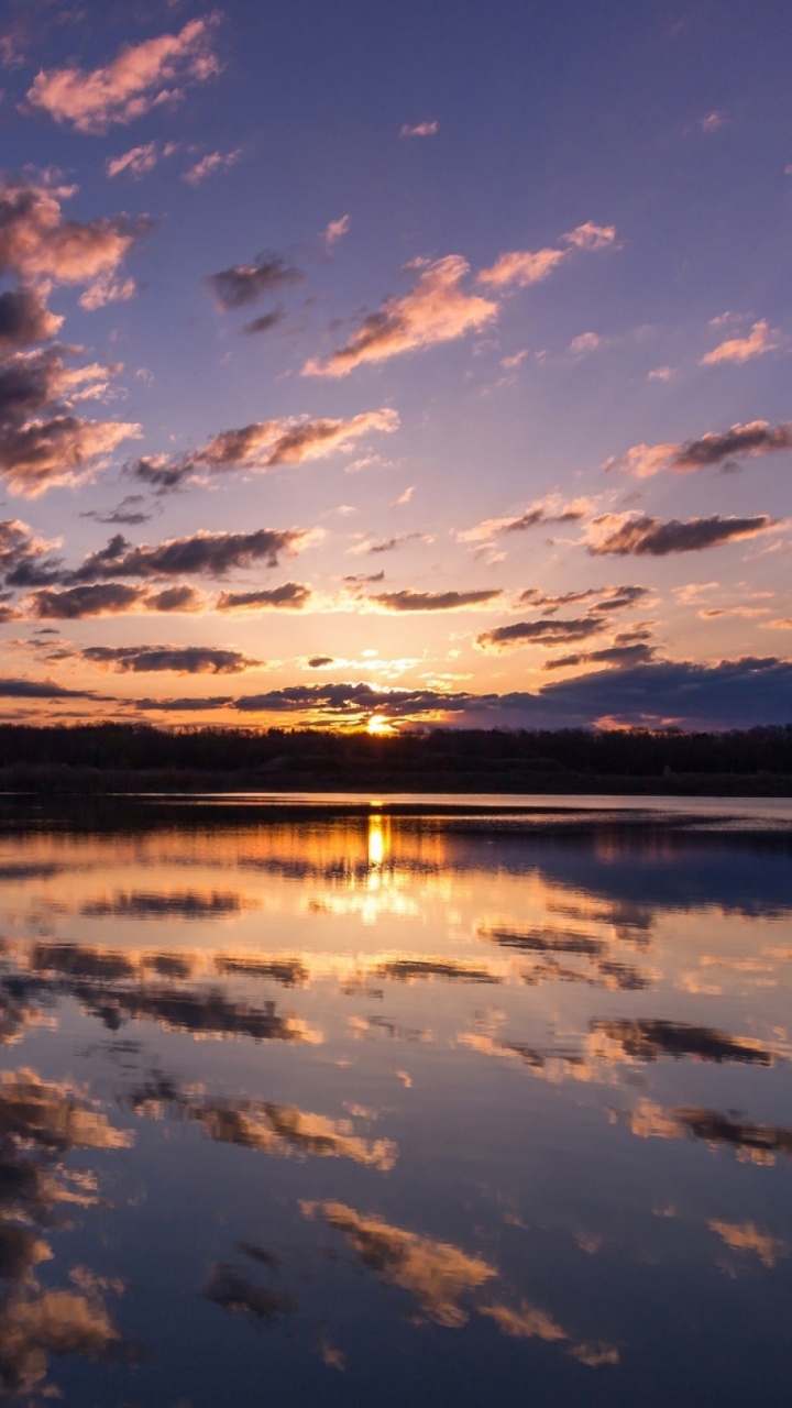 Обои восход солнца, утро, отражение, природа, вода в разрешении 720x1280
