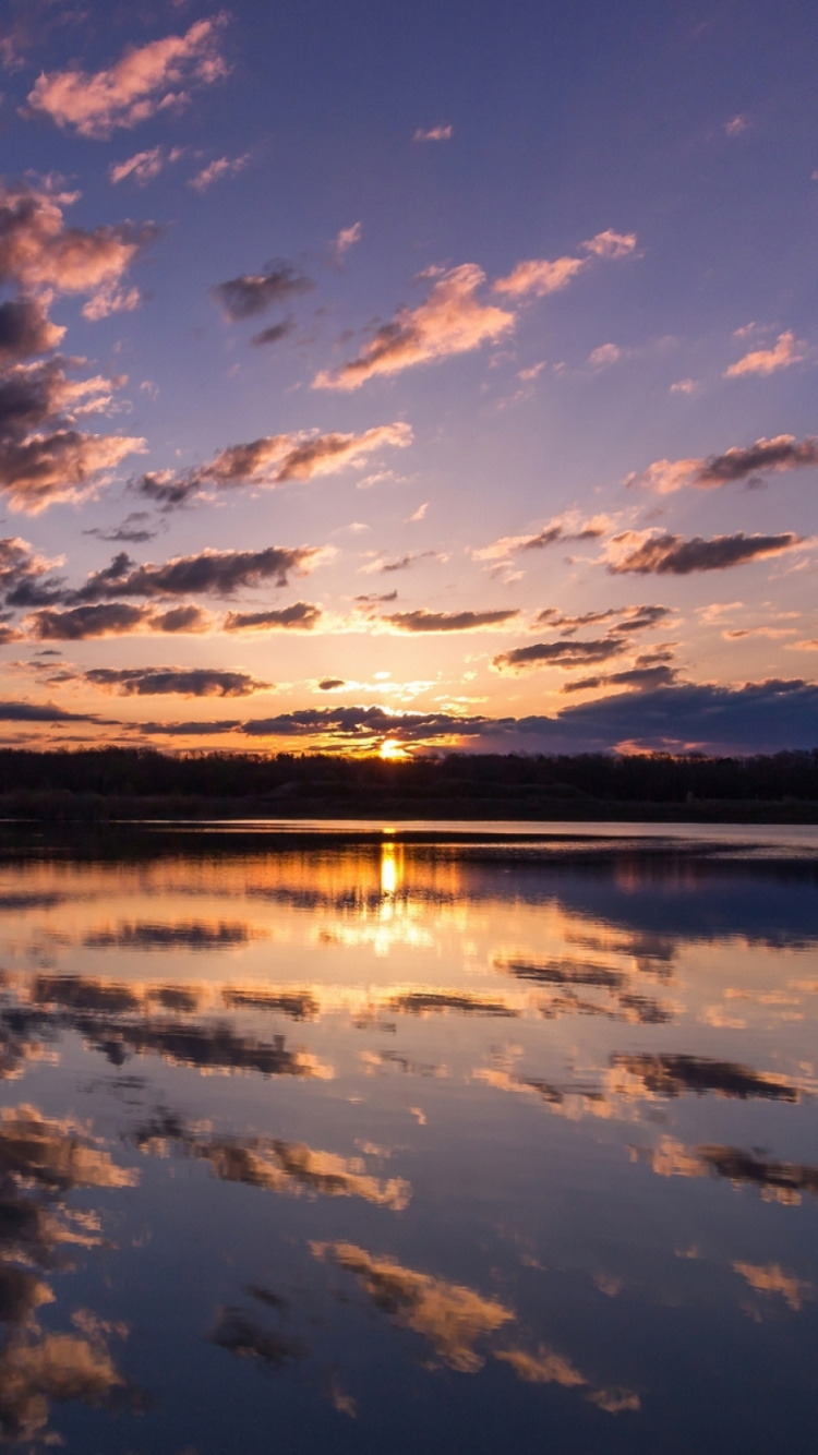 Обои восход солнца, утро, отражение, природа, вода в разрешении 750x1334