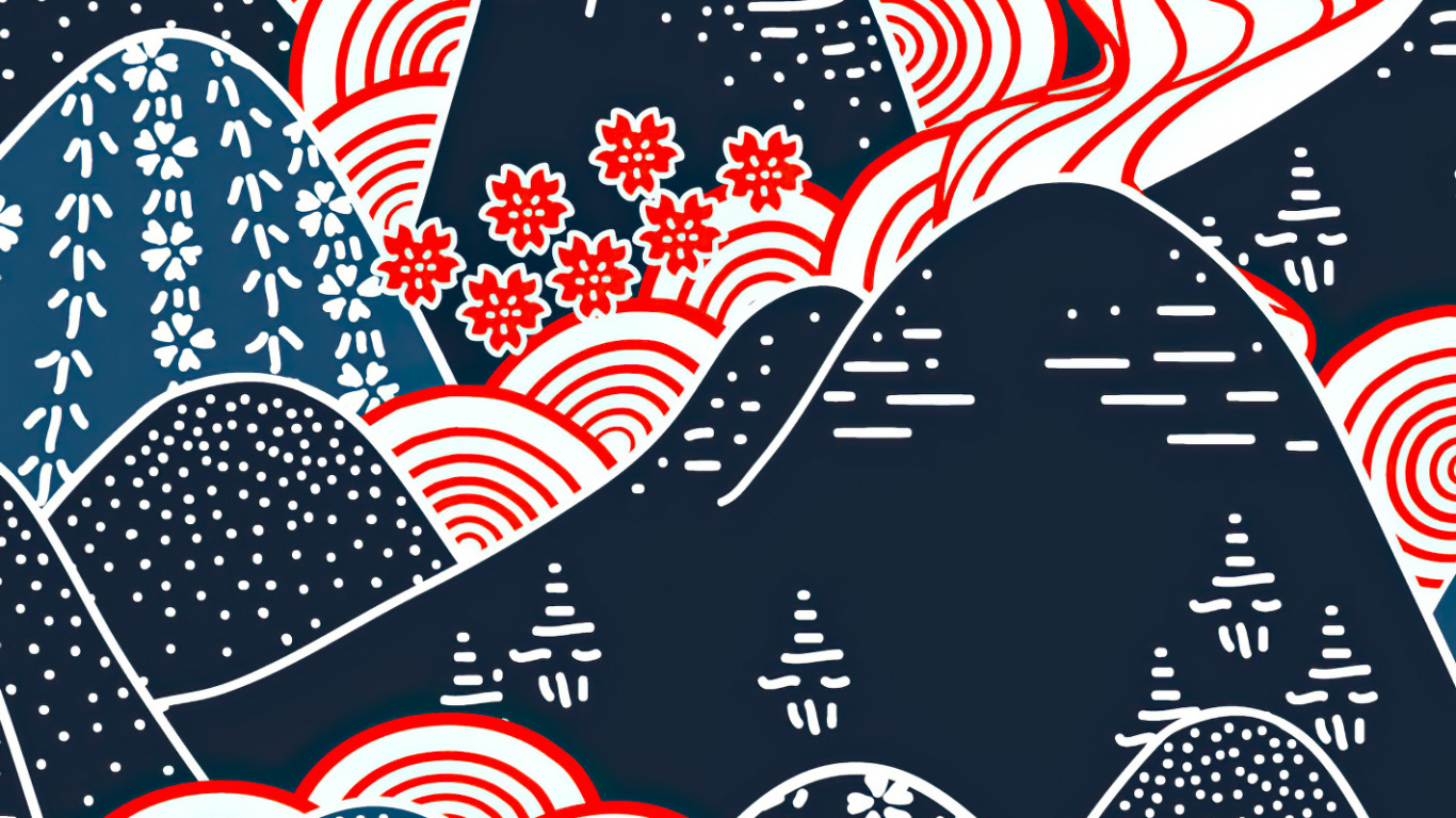 Обои восточный узор, векторная графика, иллюстрация, графический дизайн, графика в разрешении 1366x768