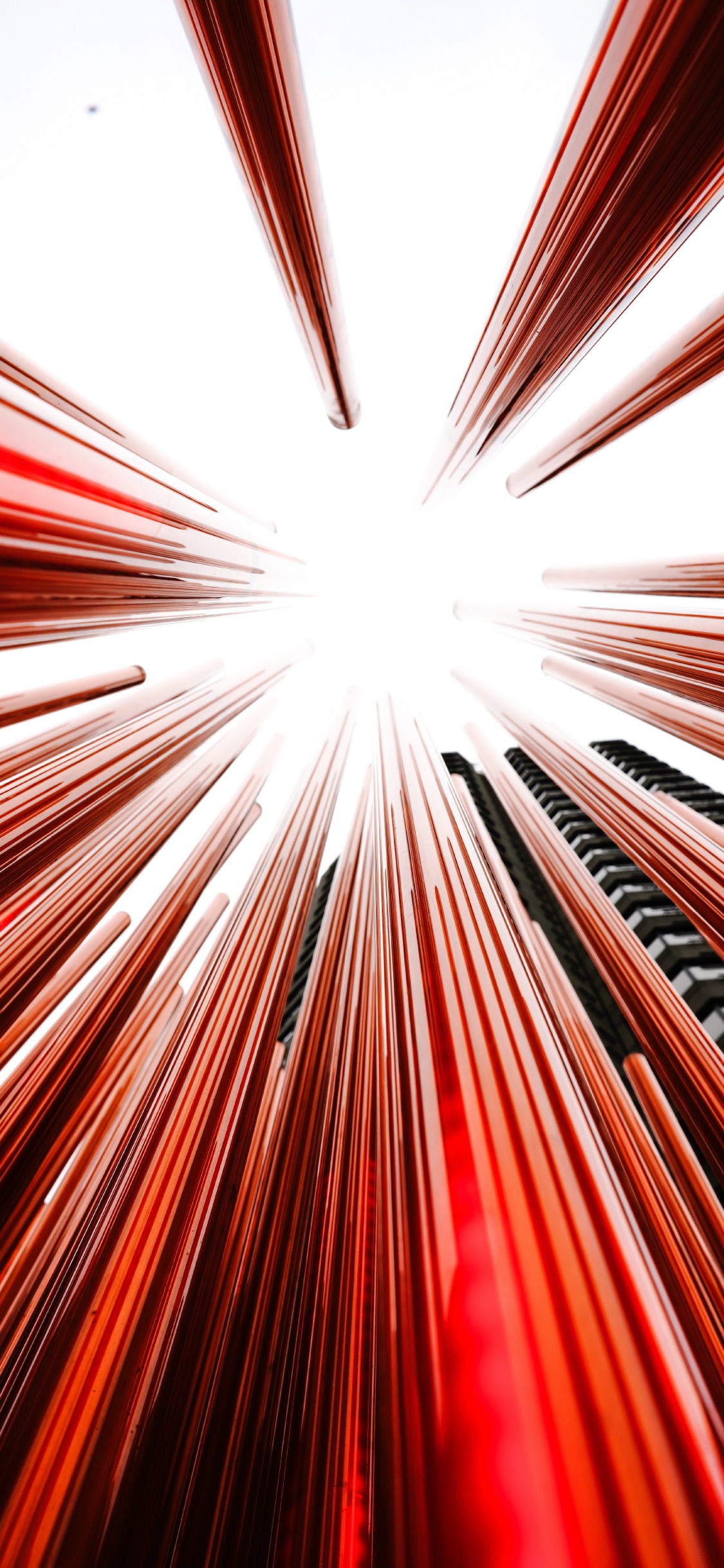 Обои архитектура, дизайн, красный цвет, свет, линия в разрешении 1125x2436