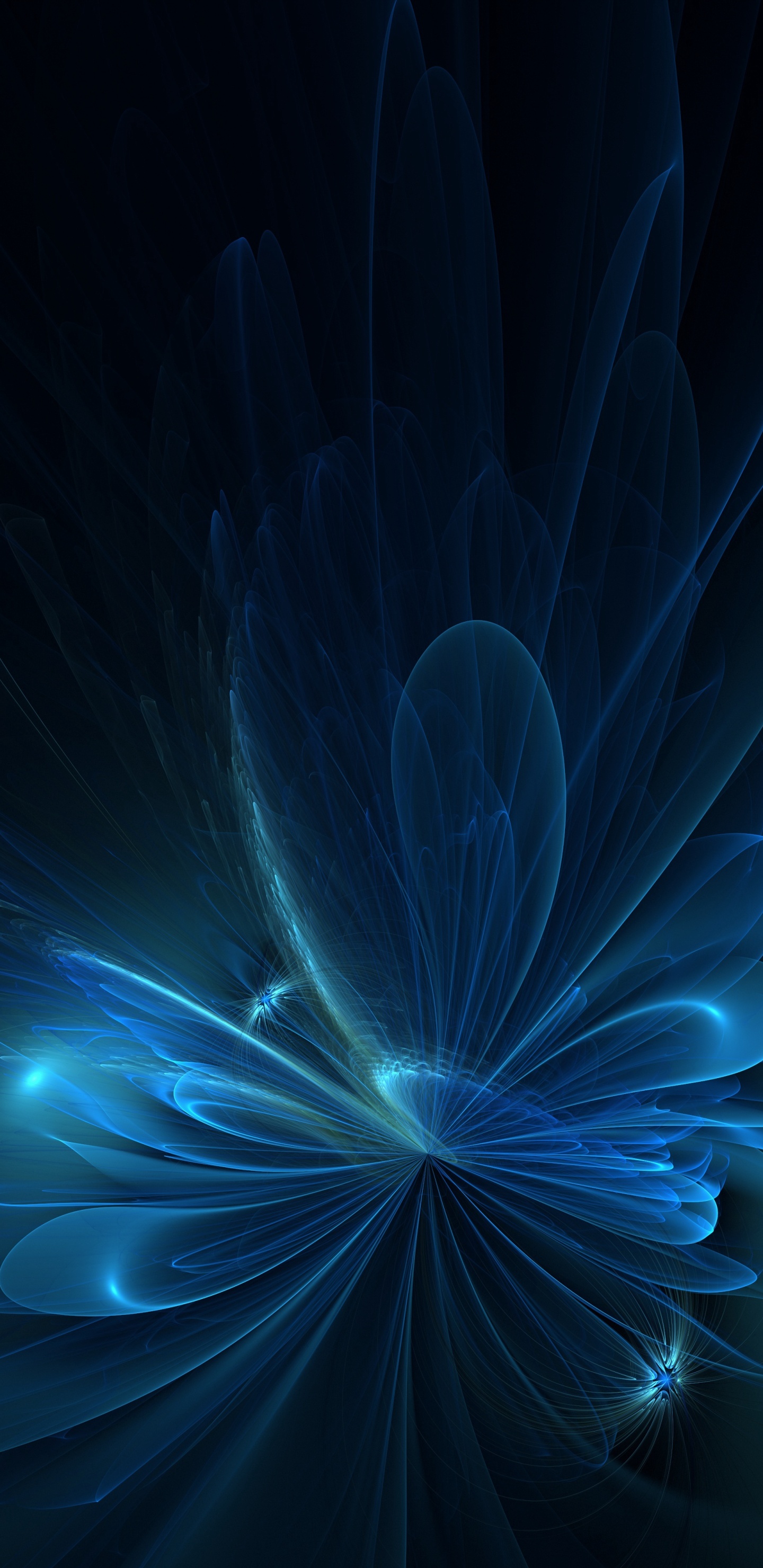 Обои фрактал, фрактальное искусство, синий, электрик, свет в разрешении 1440x2960