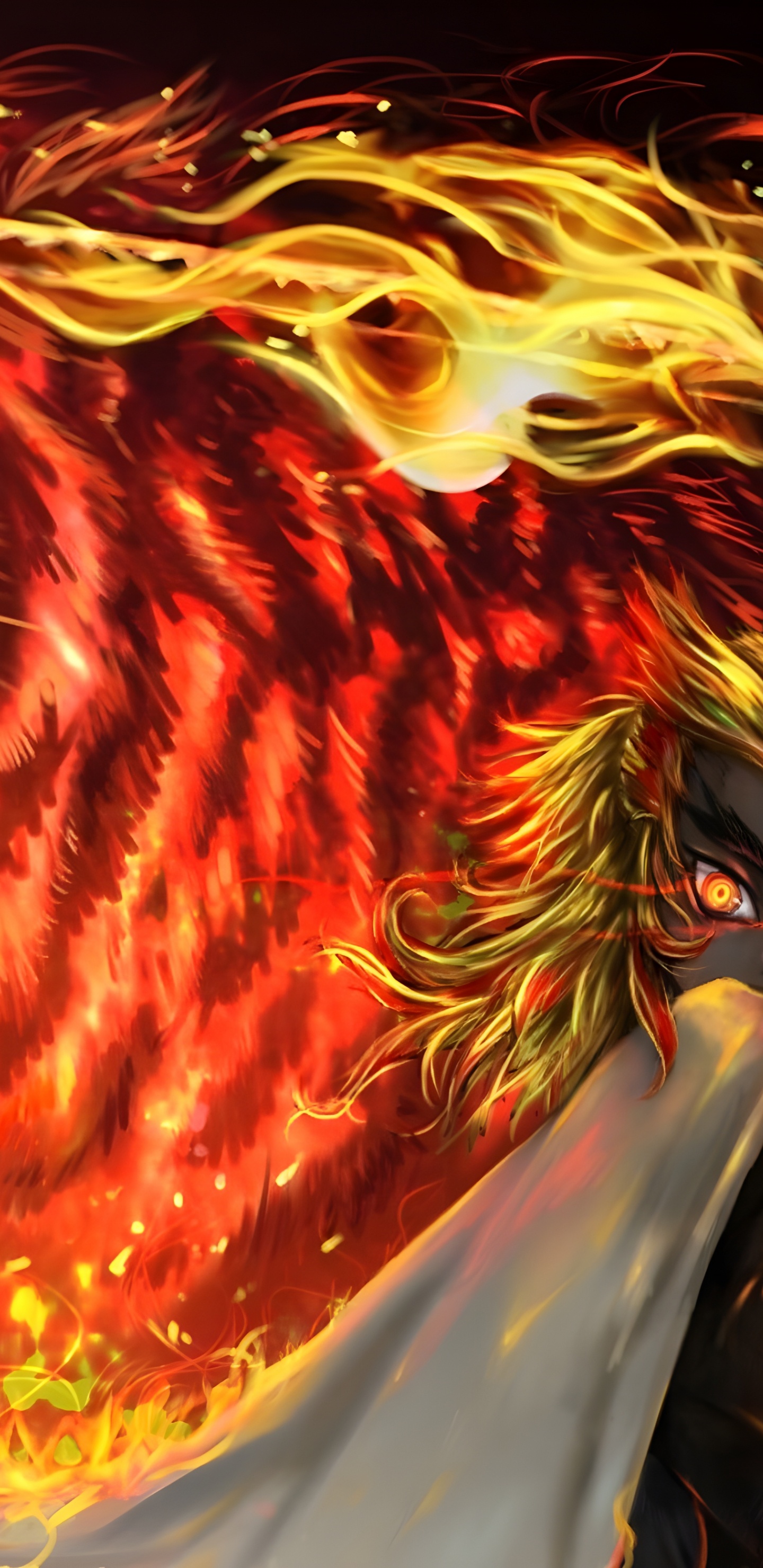 Обои аниме, кёдзюро ренгоку тигр, кюджур ренгоку, тигр, Танджиро Камадо в разрешении 1440x2960