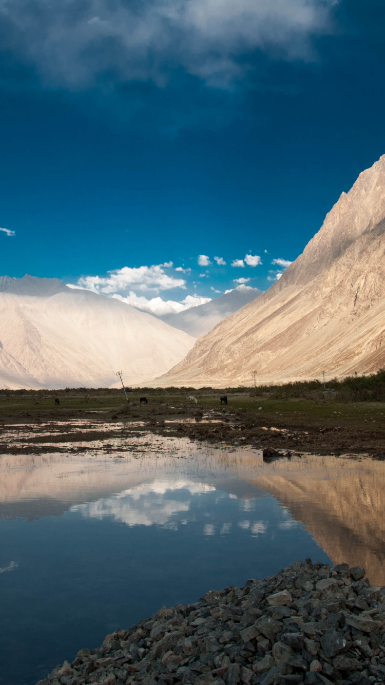 Обои Пангонг ЦО, Реки Shyok, Turtuk, горный рельеф, гора в разрешении 750x1334