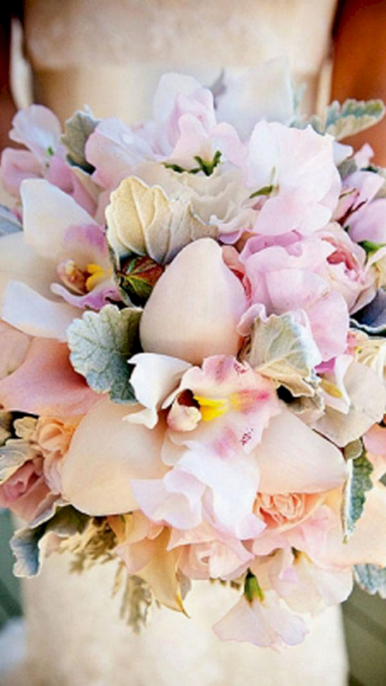 Обои цветочный букет, орхидея, цветок, свадьба, сад роз в разрешении 750x1334